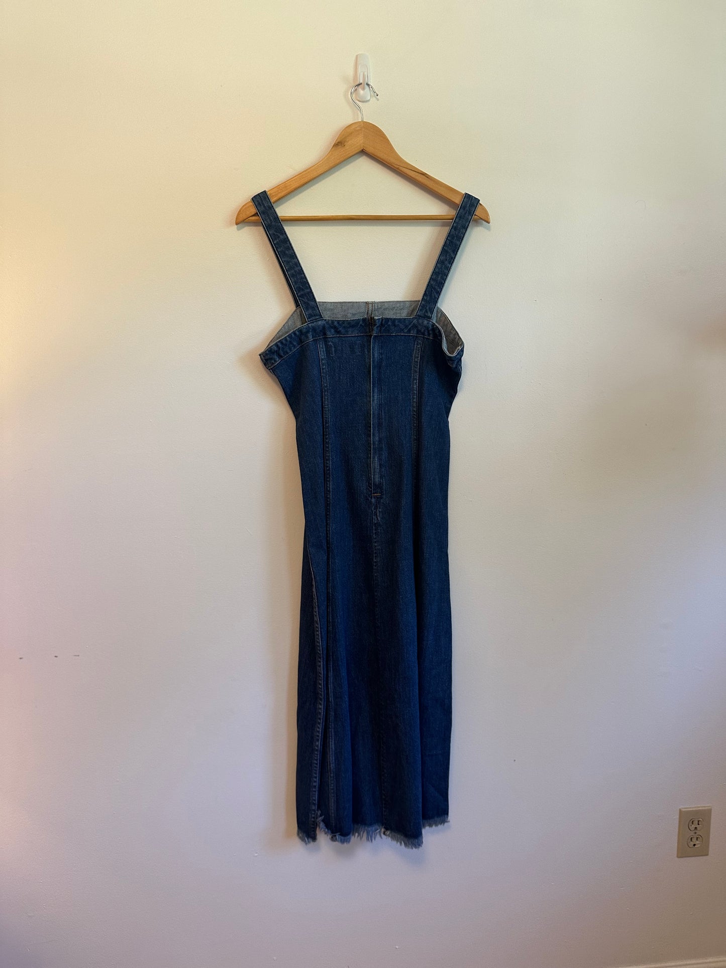 Madewell Raw Hem Denim Midi Seamed Dress | Size 6