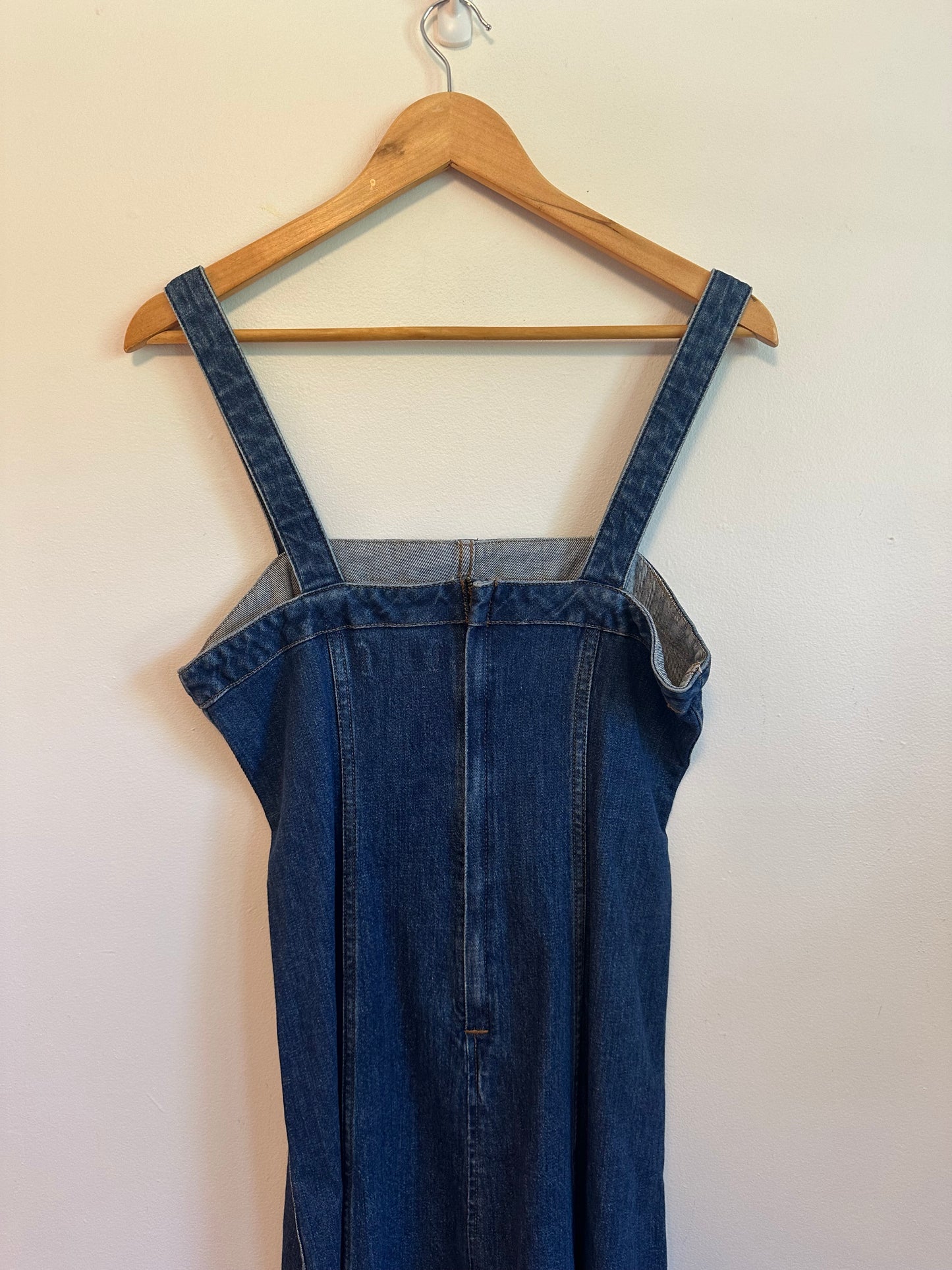 Madewell Raw Hem Denim Midi Seamed Dress | Size 6