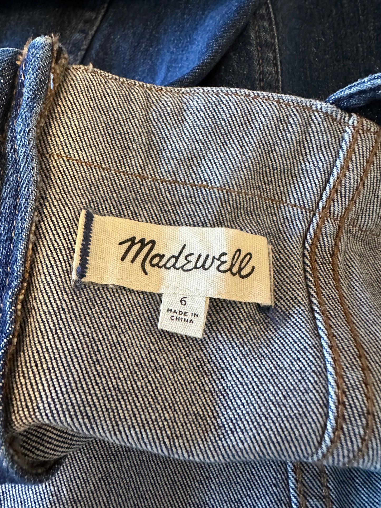Madewell Raw Hem Denim Midi Seamed Dress | Size 6