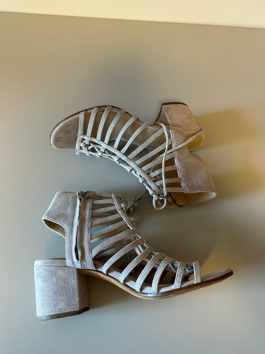 Pour La Victoire Suede Gladiator Block Heel Sandals | Size 8