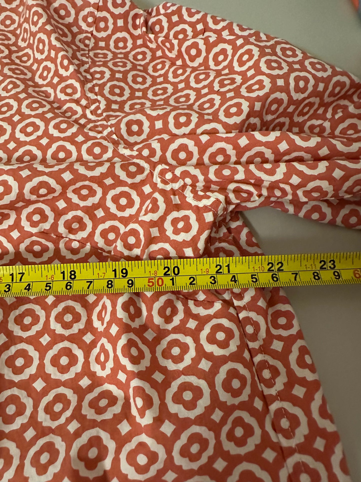 Boden Tara Jersey Button Down Geometric Print Shirt | Size 14