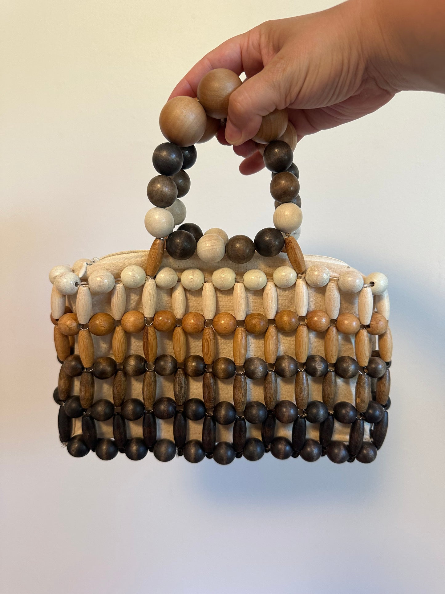 Cult Gaia Cora Ombre Wood Beaded Top Handle Bag