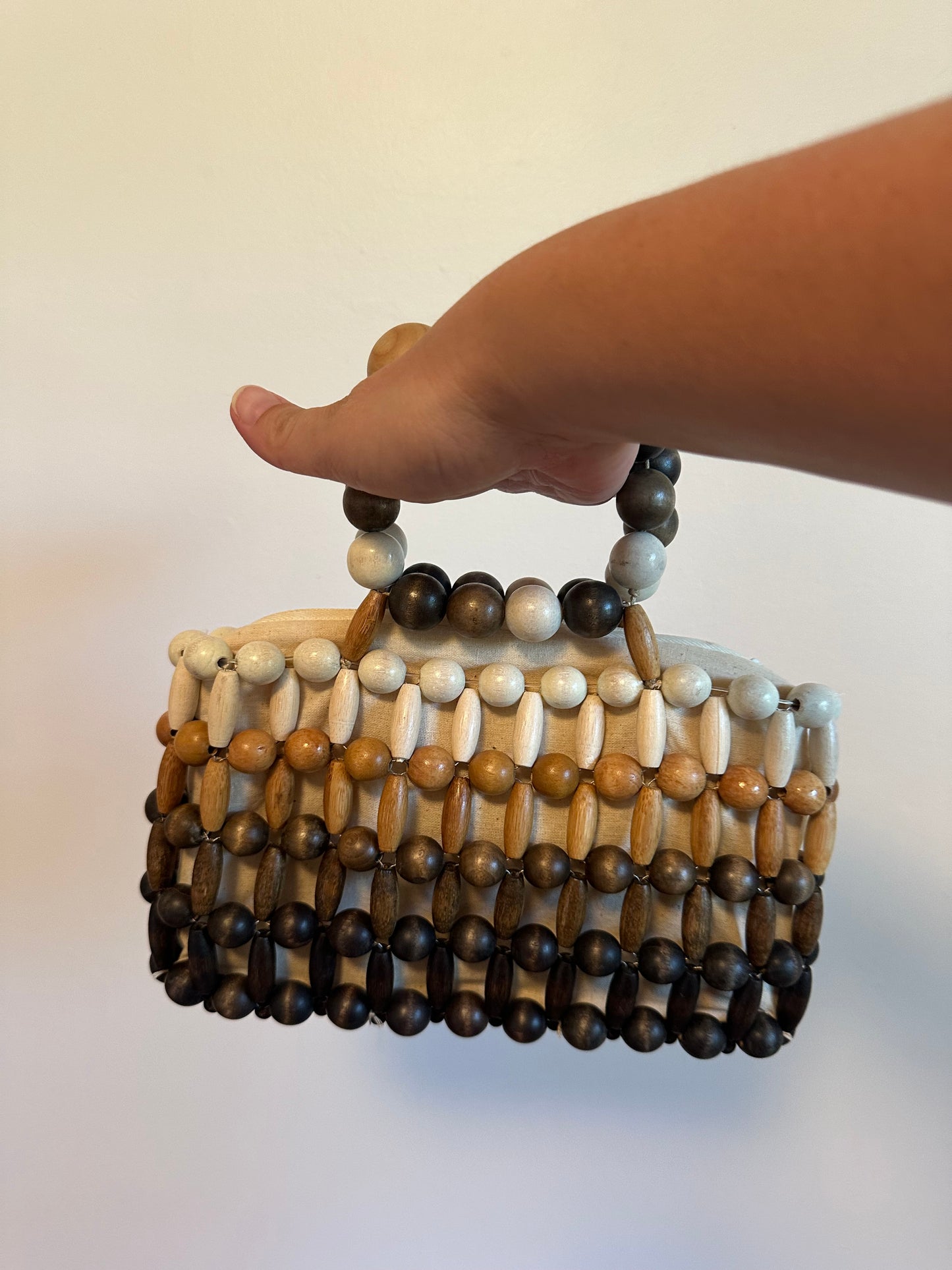 Cult Gaia Cora Ombre Wood Beaded Top Handle Bag