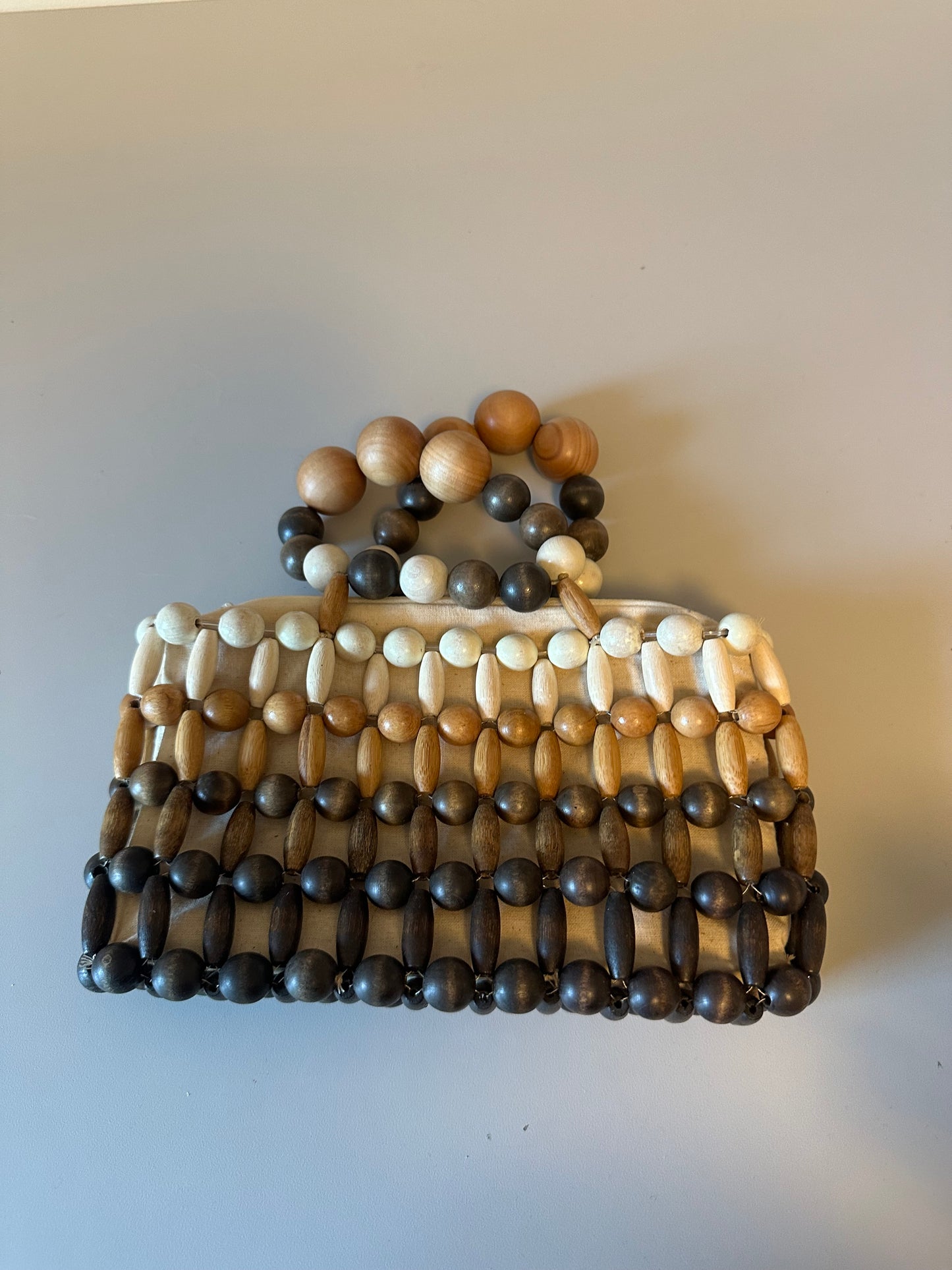 Cult Gaia Cora Ombre Wood Beaded Top Handle Bag
