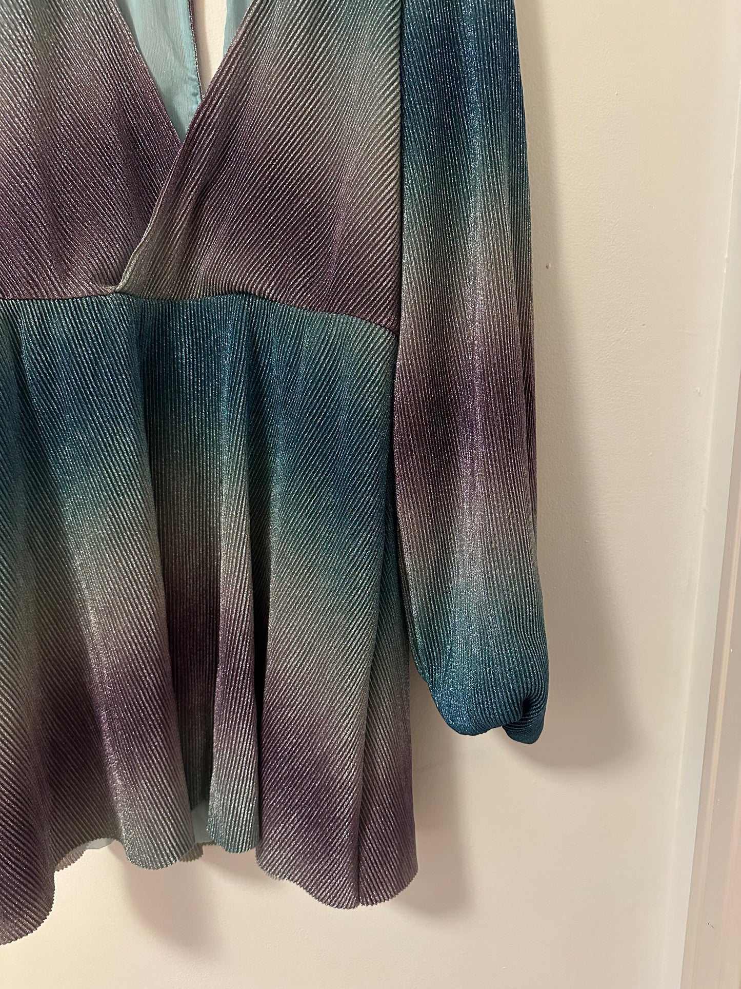 NWT Show Me Your Mumu Karis Wrap Dress in Ombre Metallic Crinkle | Size Large