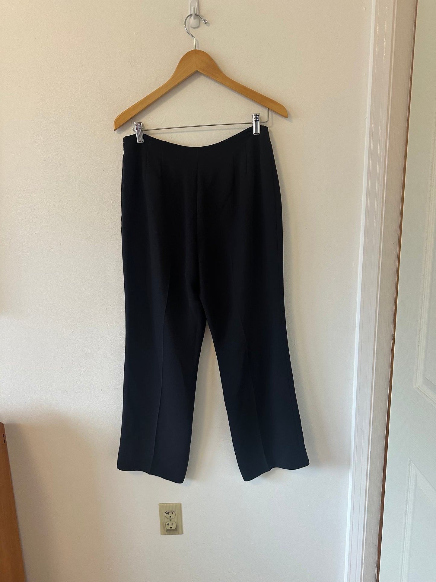LOFT Classic Black Flat Front Trousers | Size 10 P