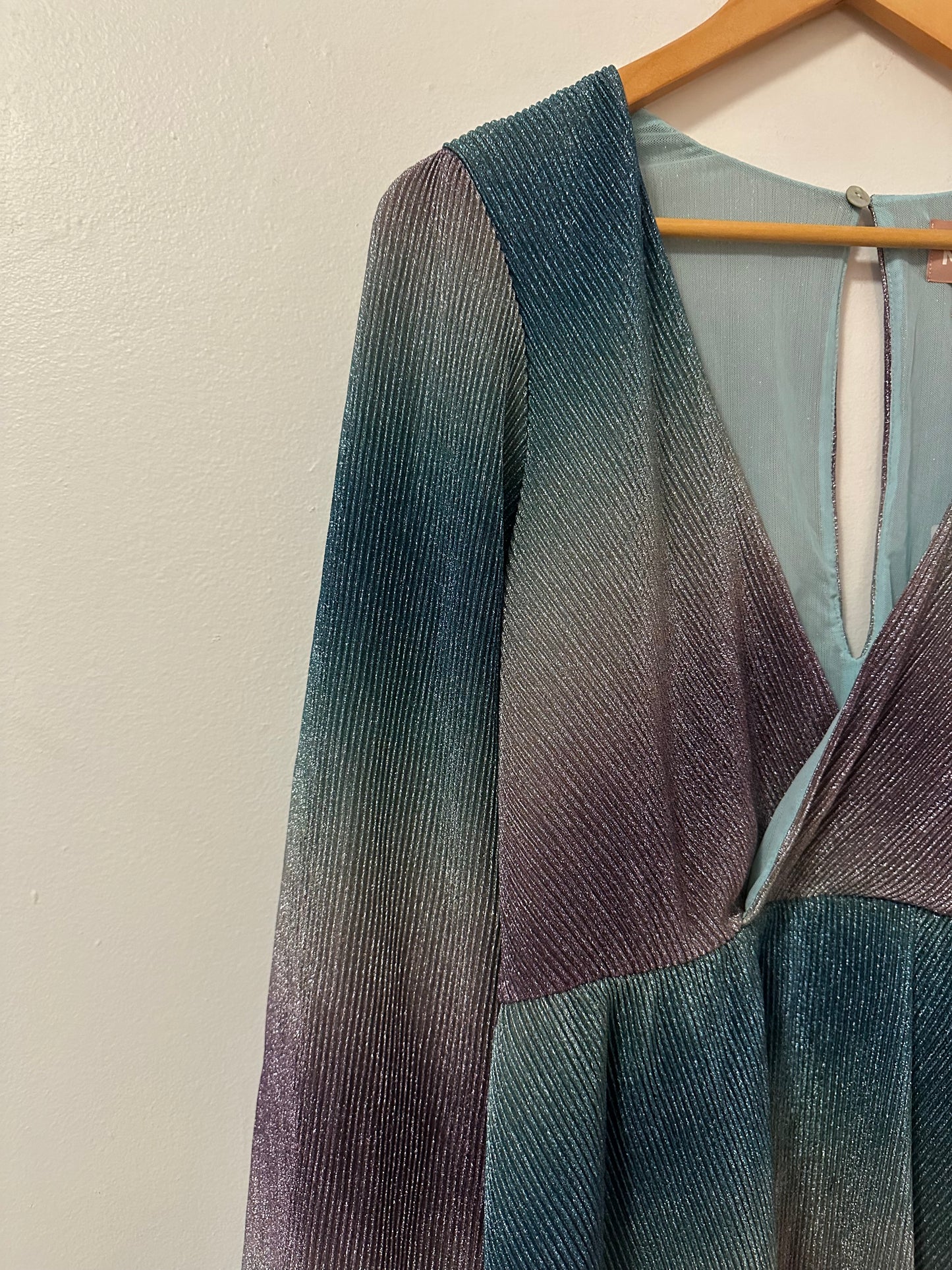 NWT Show Me Your Mumu Karis Wrap Dress in Ombre Metallic Crinkle | Size Large