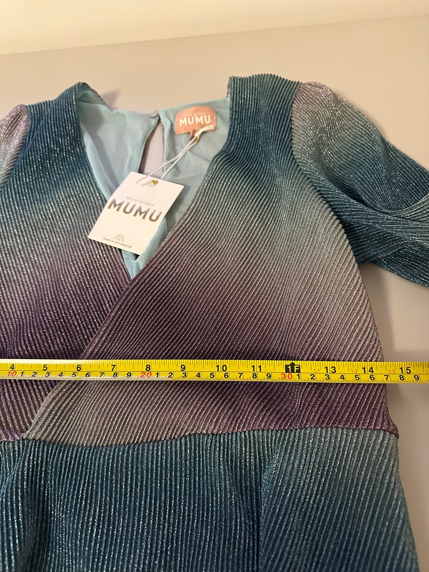 NWT Show Me Your Mumu Karis Wrap Dress in Ombre Metallic Crinkle | Size Large