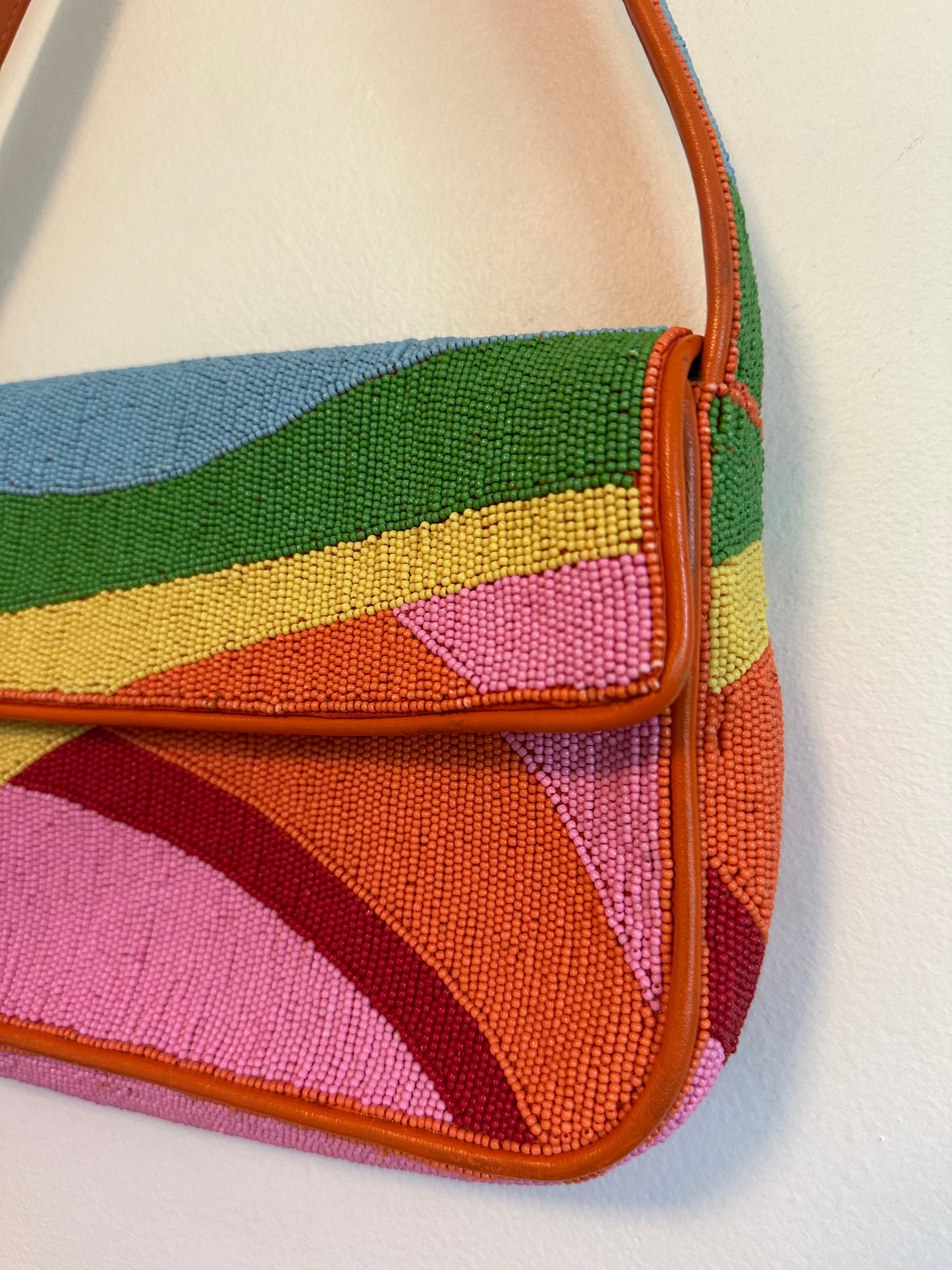 Staud Tommy Bag Hand Beaded Multicolor Abstract Landscape Shoulder Bag