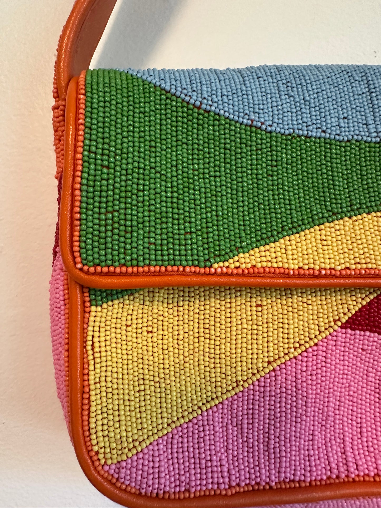 Staud Tommy Bag Hand Beaded Multicolor Abstract Landscape Shoulder Bag