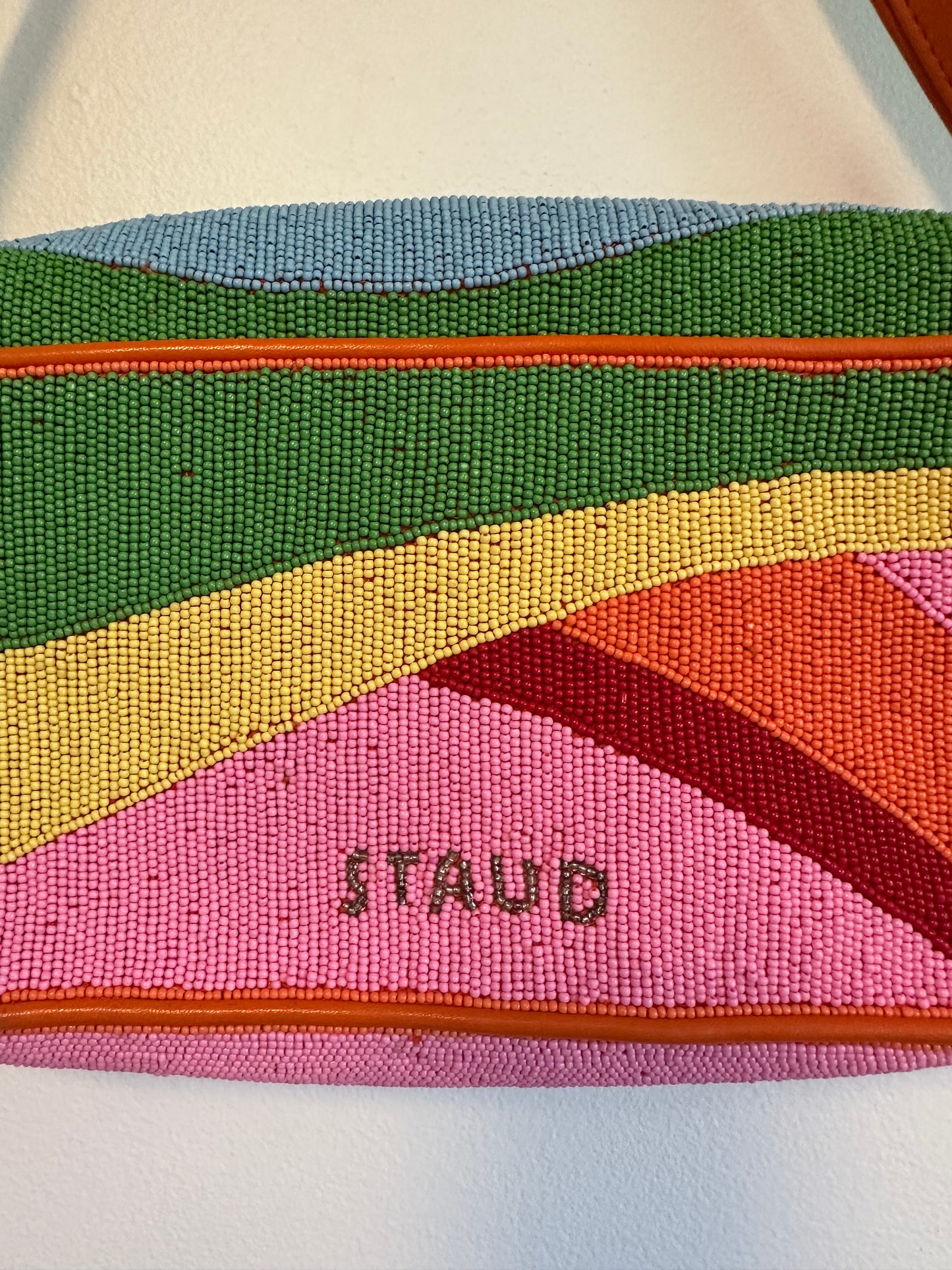 Staud Tommy Bag Hand Beaded Multicolor Abstract Landscape Shoulder Bag