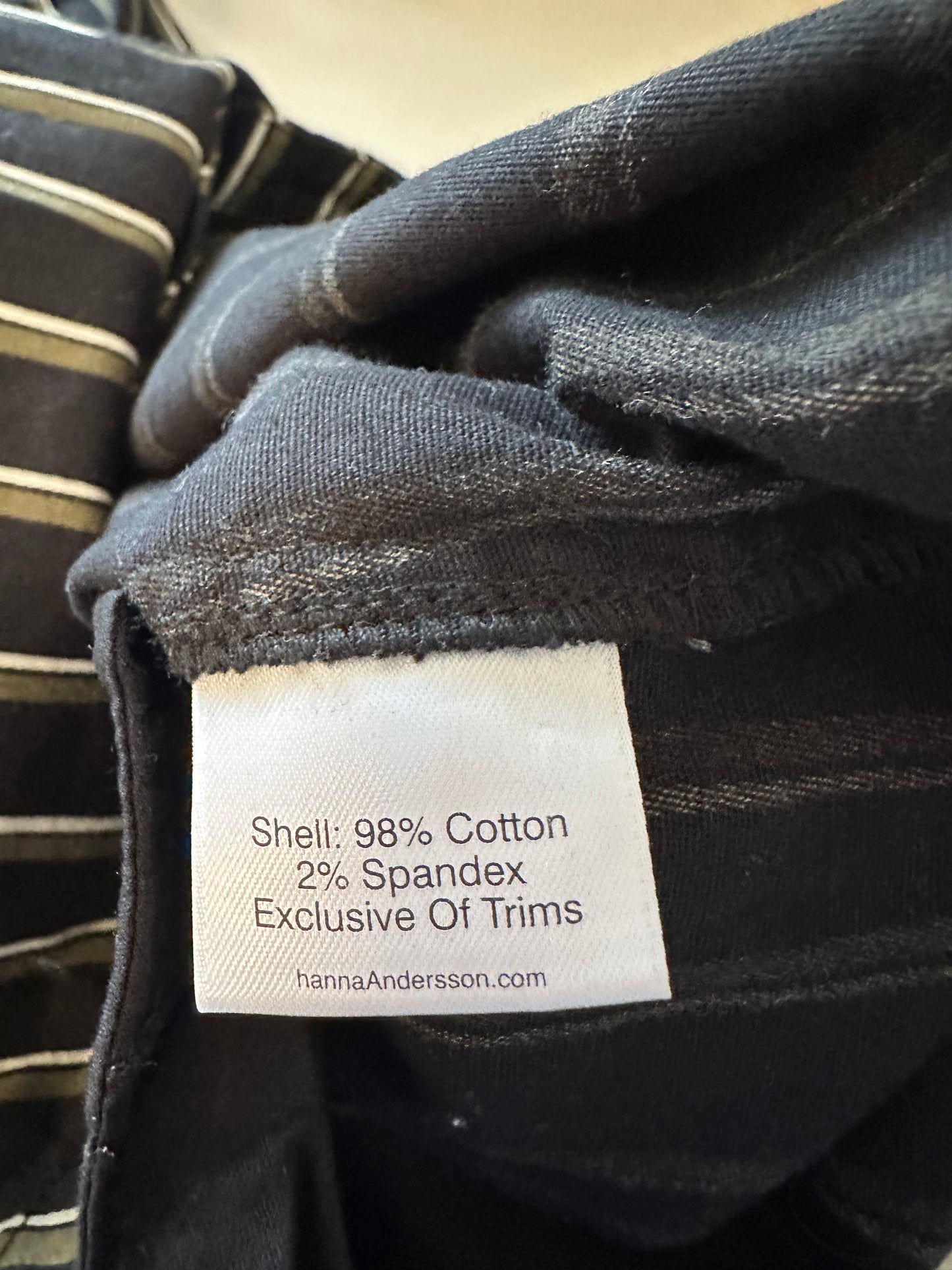 Hanna Andersson Shift Dress in Black with Gray and White Stripes | Size Medium