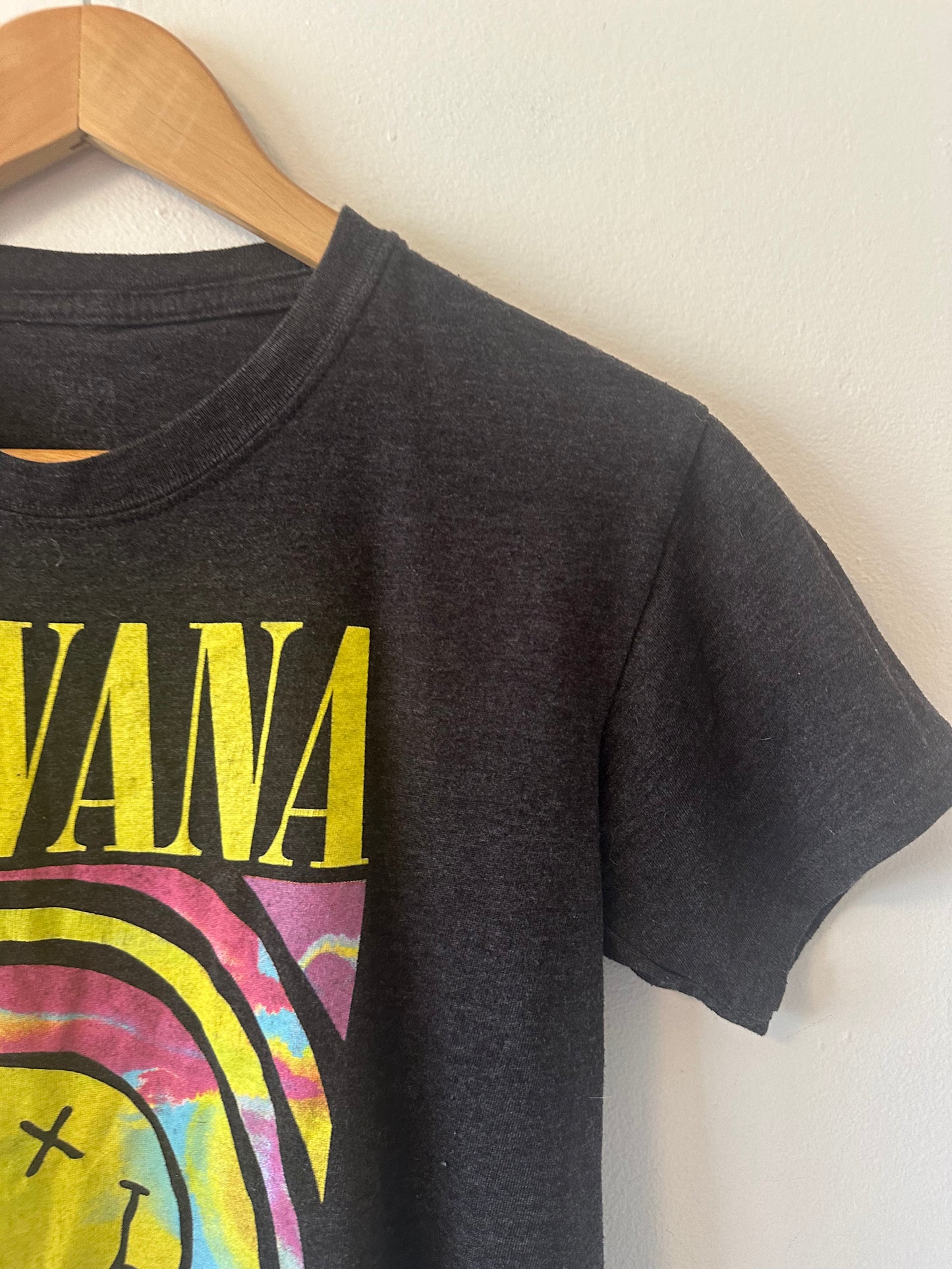 Nirvana Gray and Neon Graphic Short Sleeve T-Shirt