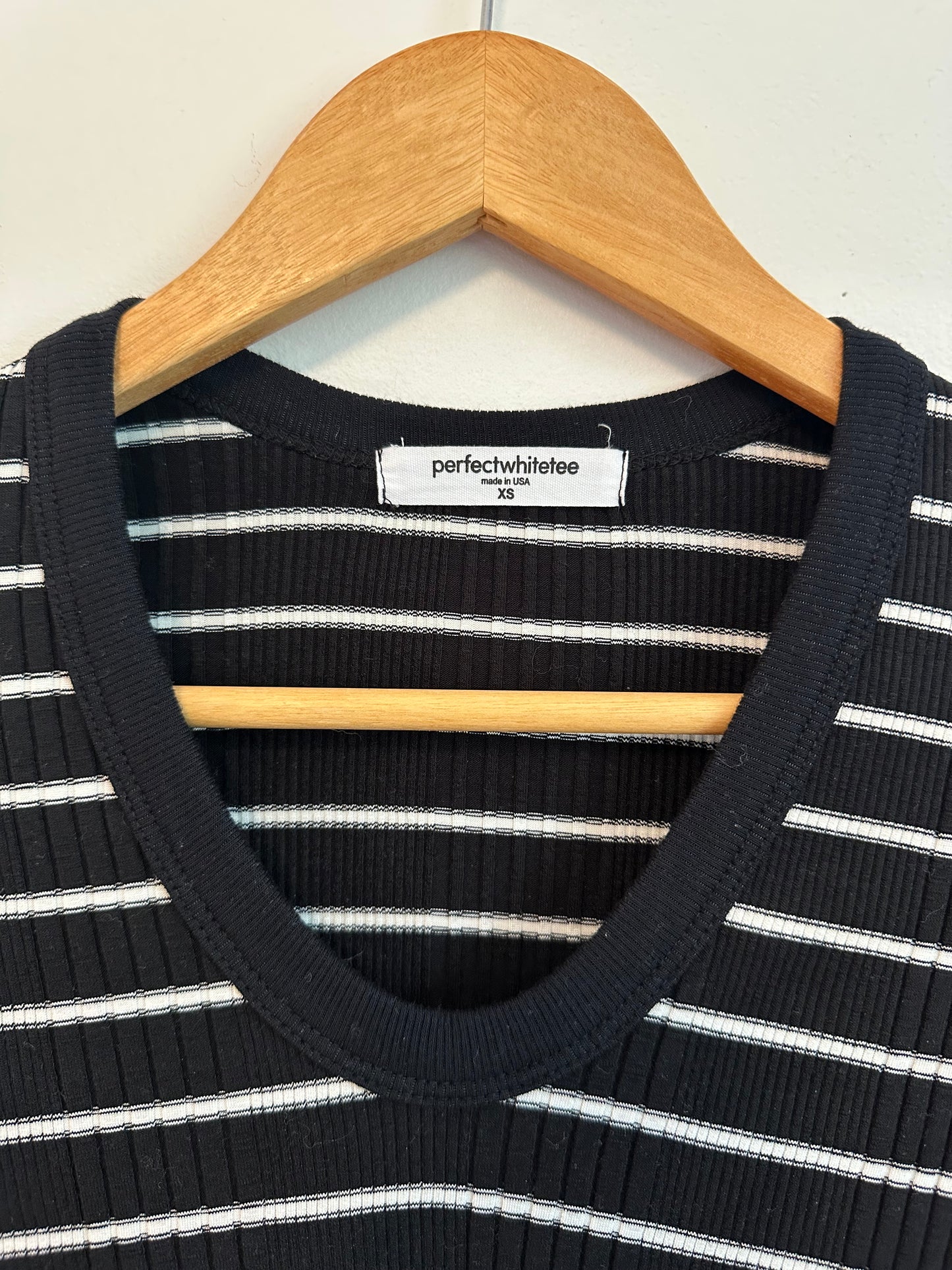 Perfect White Tee Robyn Ribbed Black and White Striped Long Sleeve | Size XS