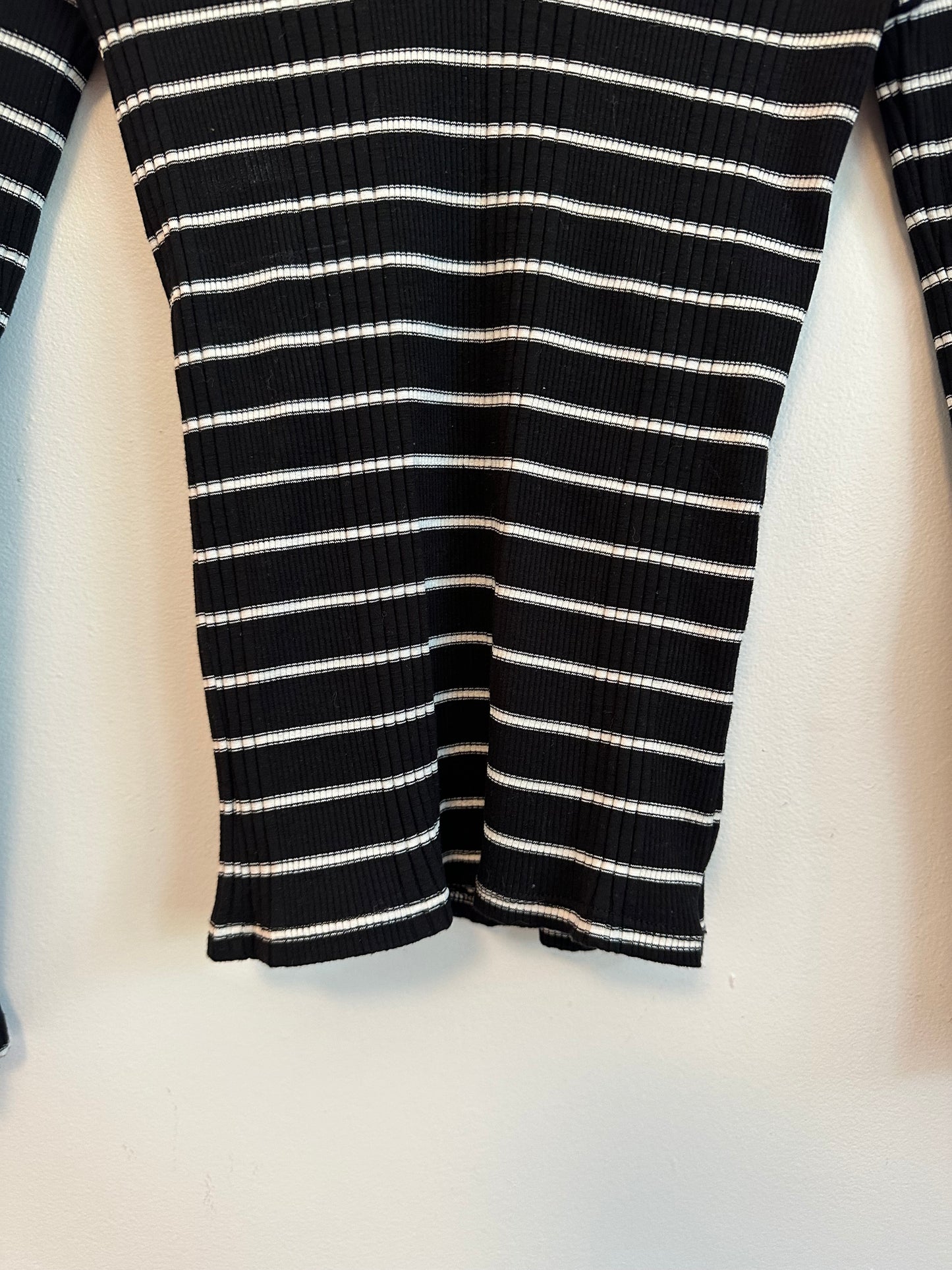 Perfect White Tee Robyn Ribbed Black and White Striped Long Sleeve | Size XS
