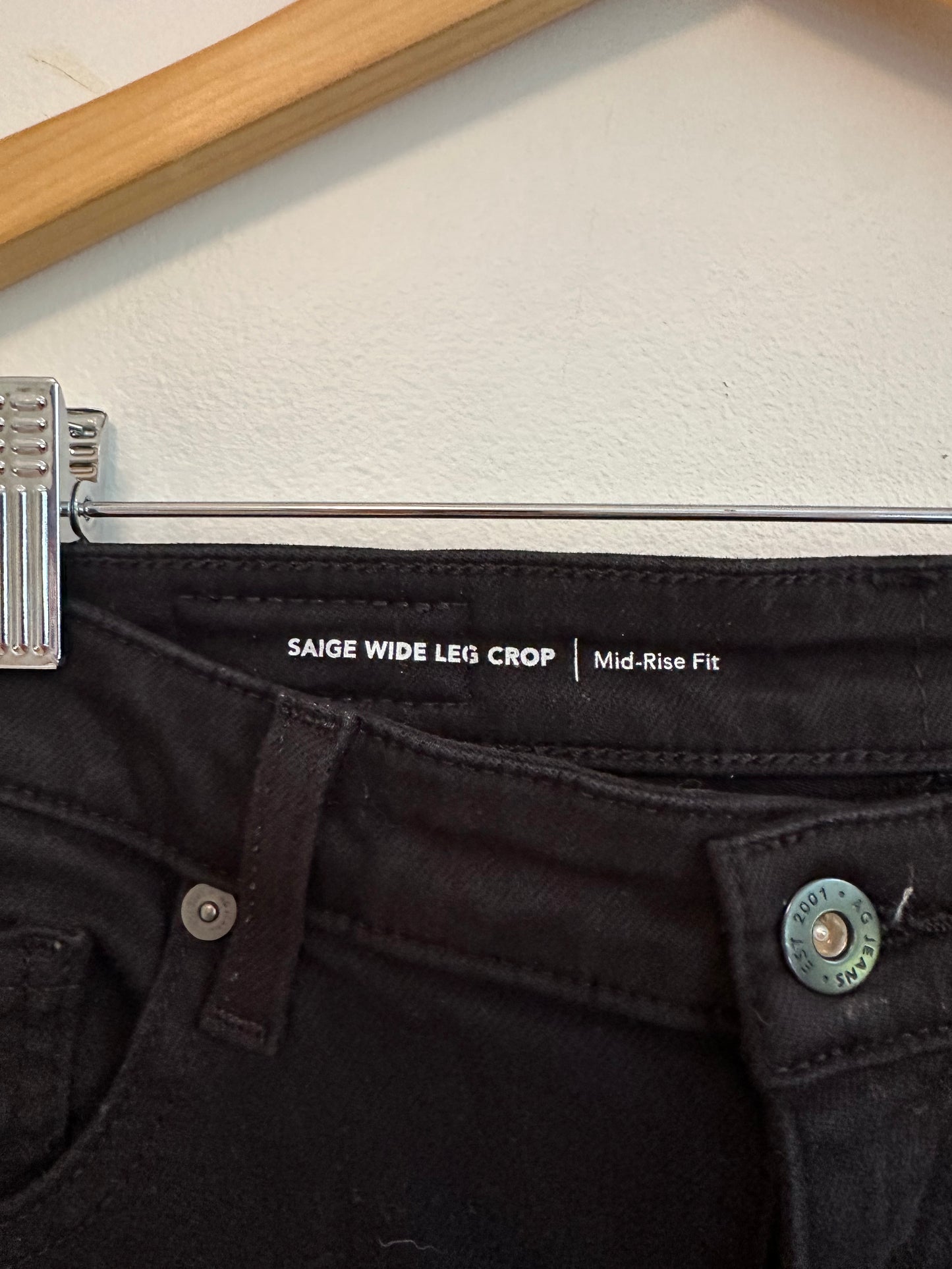 AG Adriano Goldschmied Saige Wide Leg Crop Black Jeans | Size 25