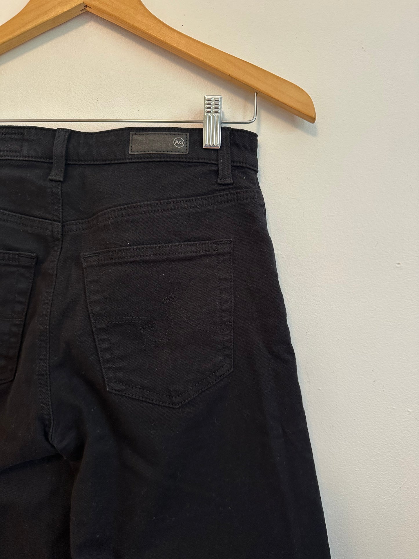 AG Adriano Goldschmied Saige Wide Leg Crop Black Jeans | Size 25