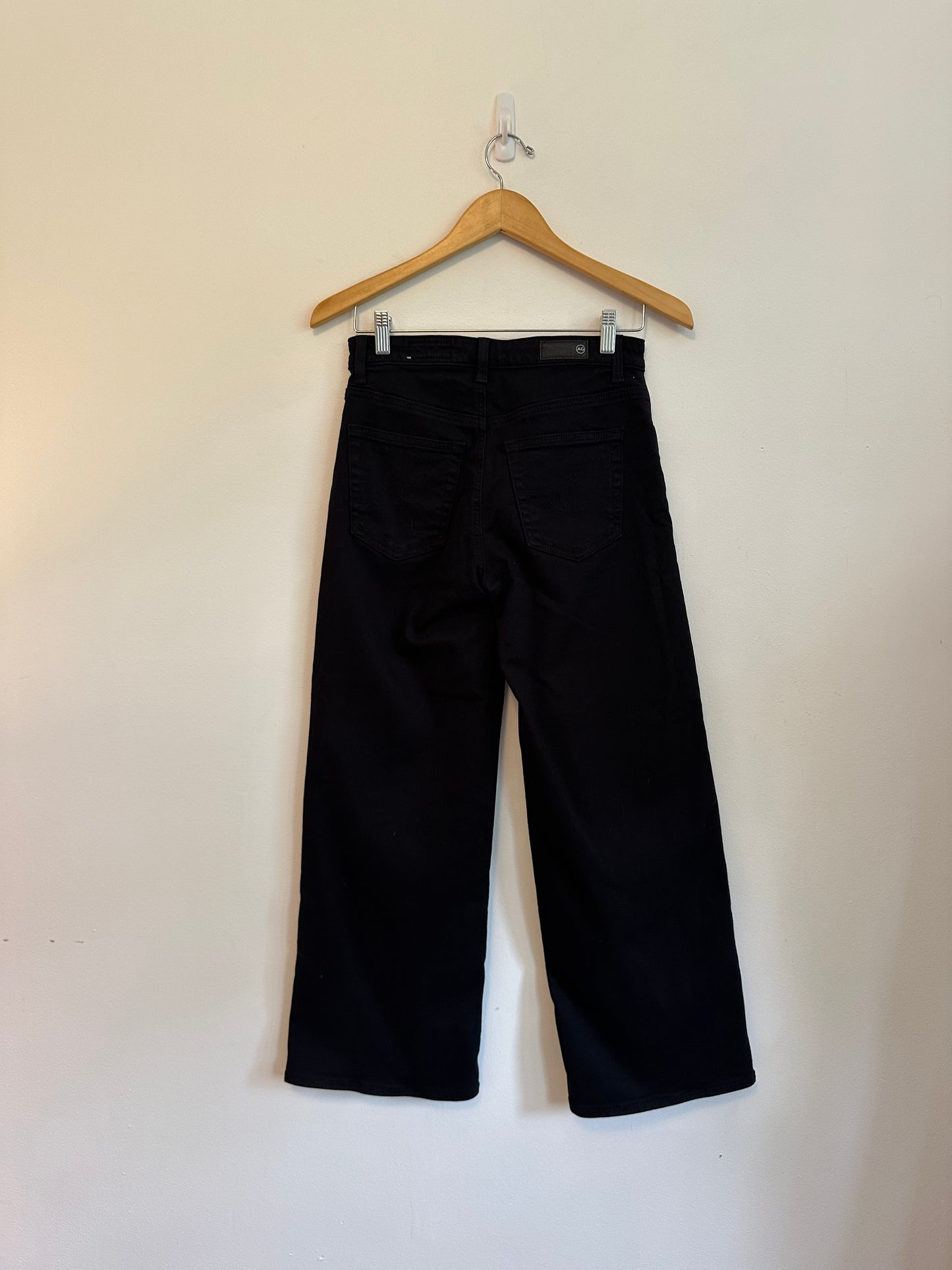 AG Adriano Goldschmied Saige Wide Leg Crop Black Jeans | Size 25