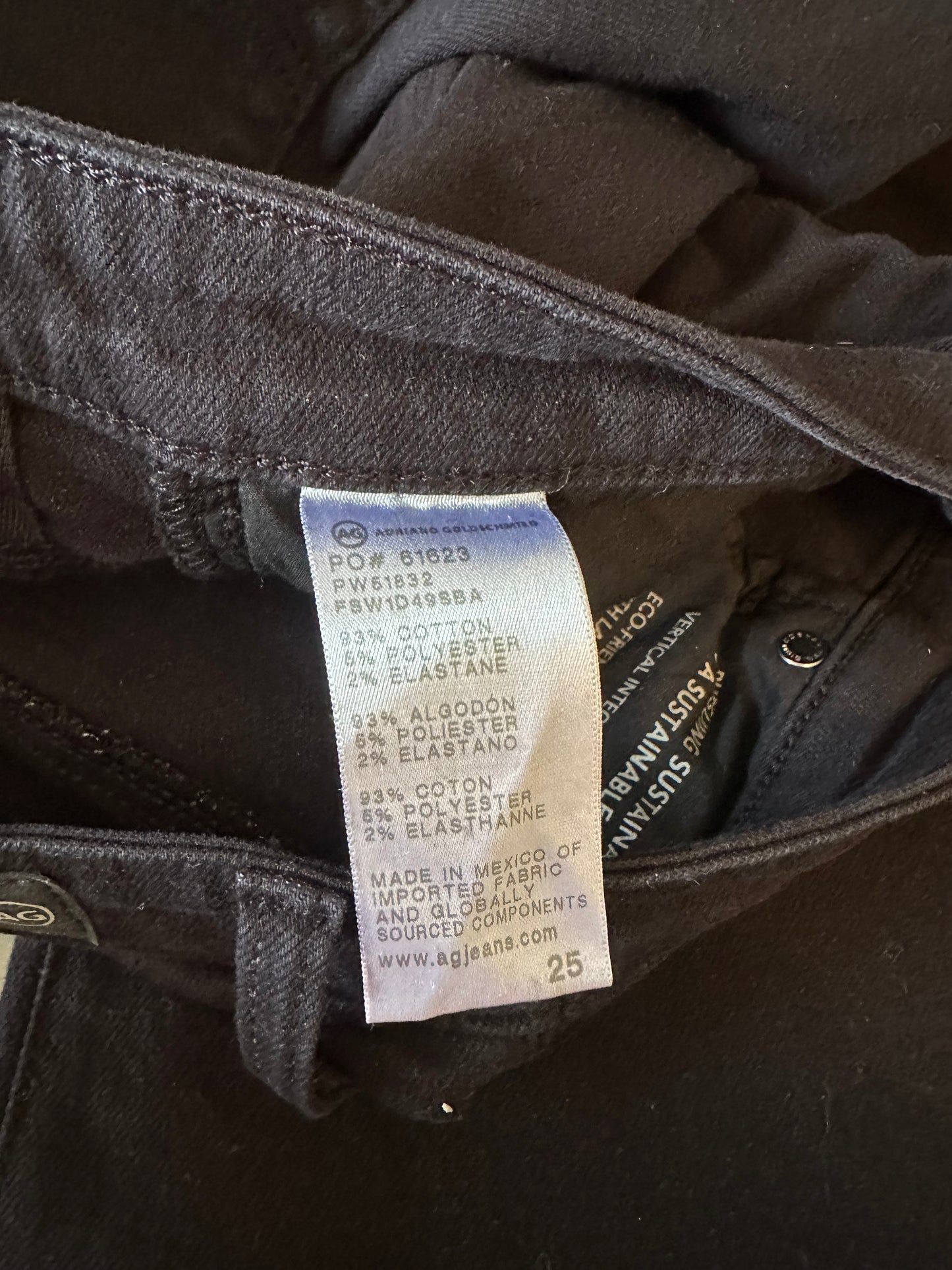 AG Adriano Goldschmied Saige Wide Leg Crop Black Jeans | Size 25