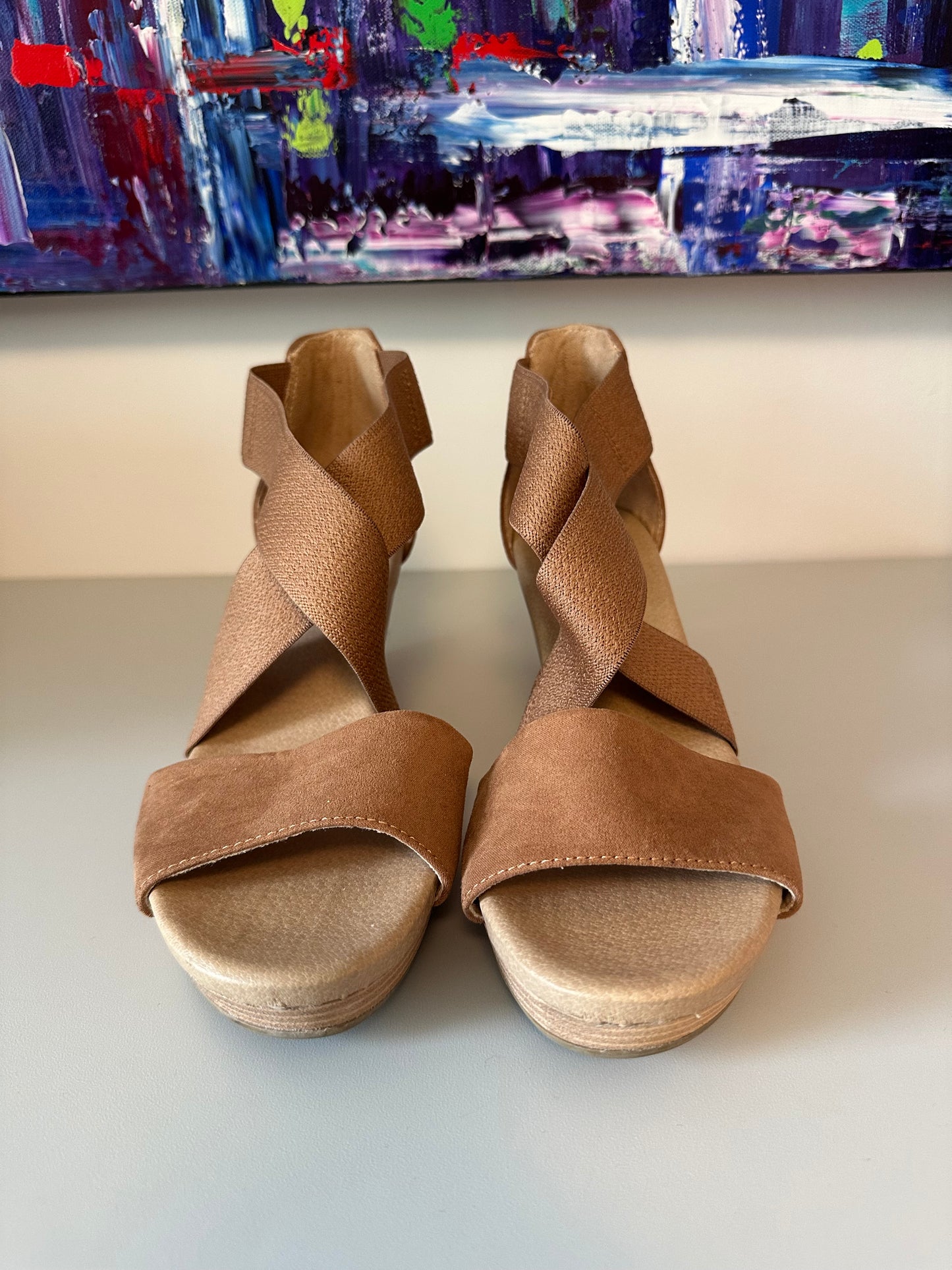 Dr Scholls Barton Band Brown Wedge Sandals | Size 9