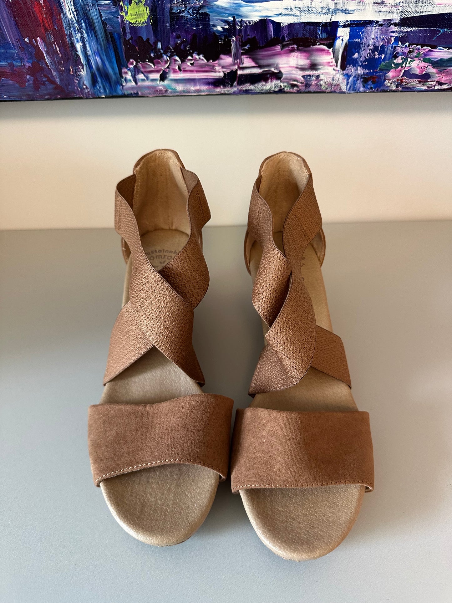 Dr Scholls Barton Band Brown Wedge Sandals | Size 9