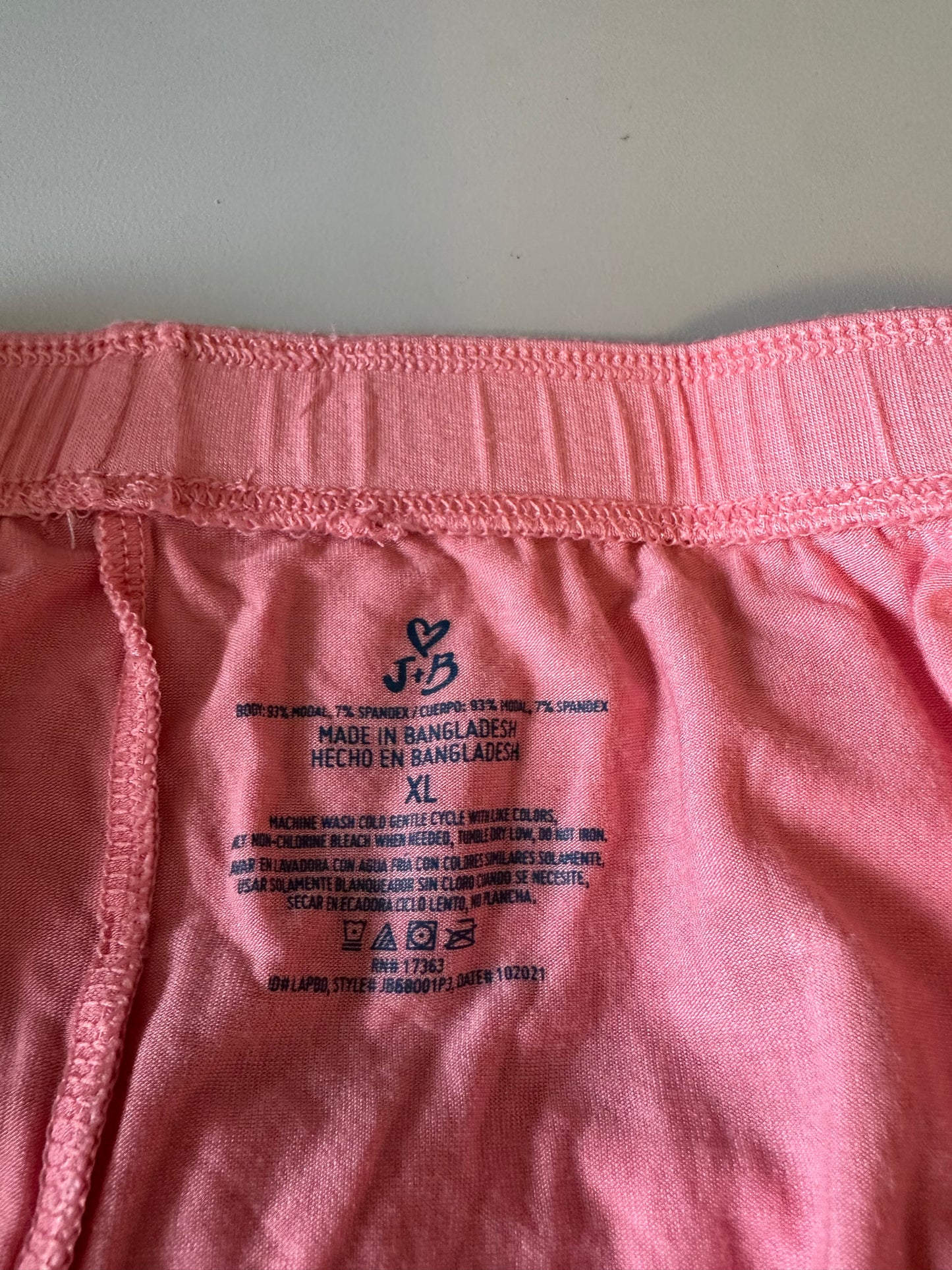 J+B Coral Pink Modal Blend Sleep Elastic Waist Sleep Shorts | Size XL