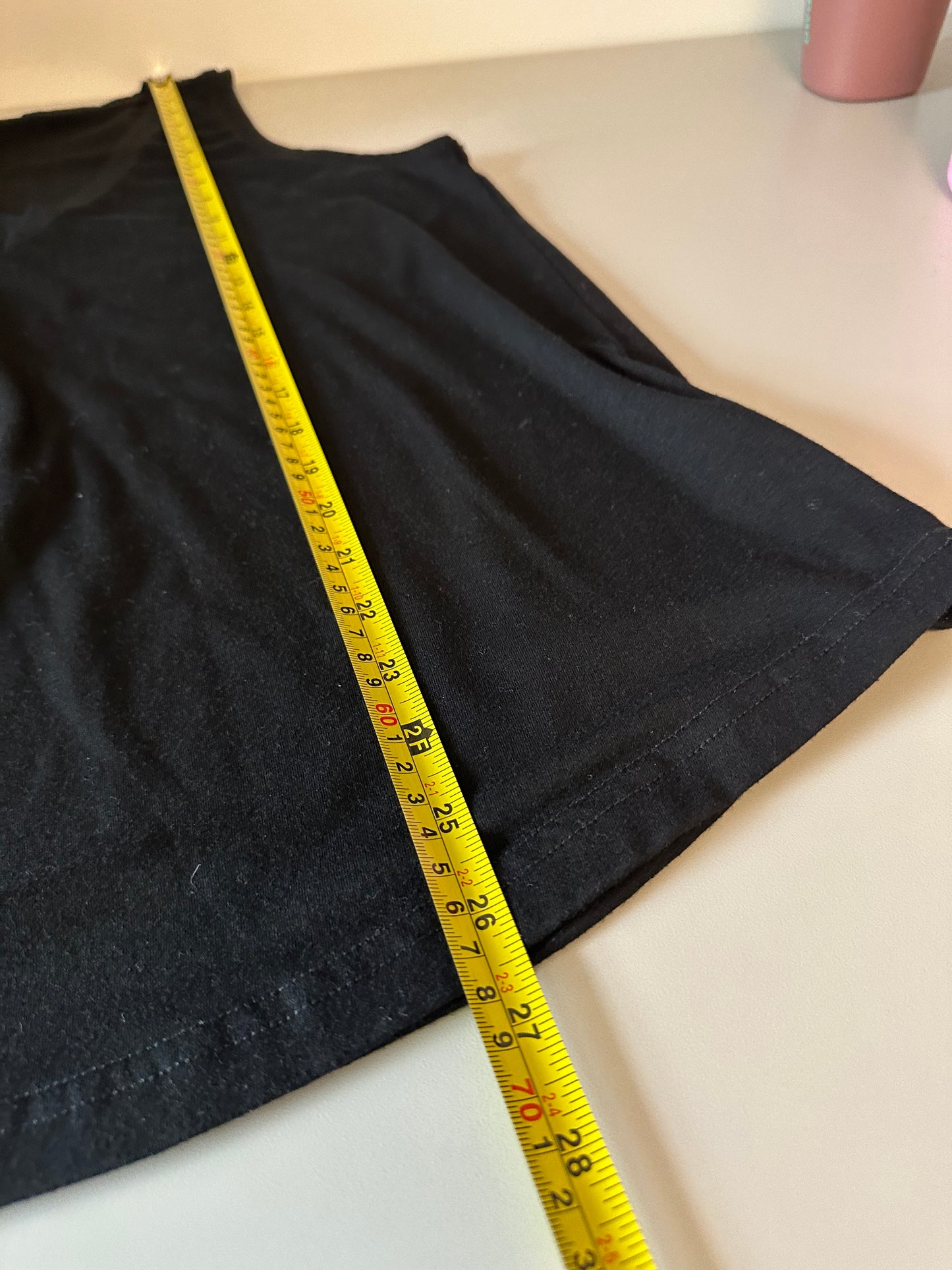 Black V-Neck Sleeveless Tank Top in Cotton Rayon Blend | Size Large