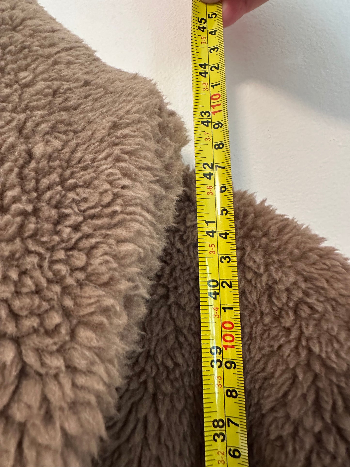 Varley Logan Sherpa Long Line Coat in Ash Taupe Brown | Size Large