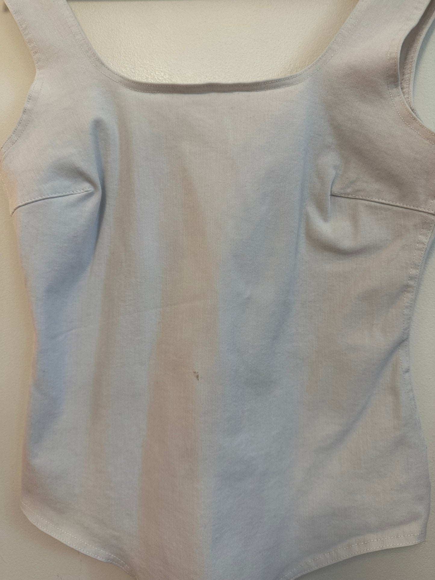 Commando White Denim Square Neck Bodysuit | Size Medium