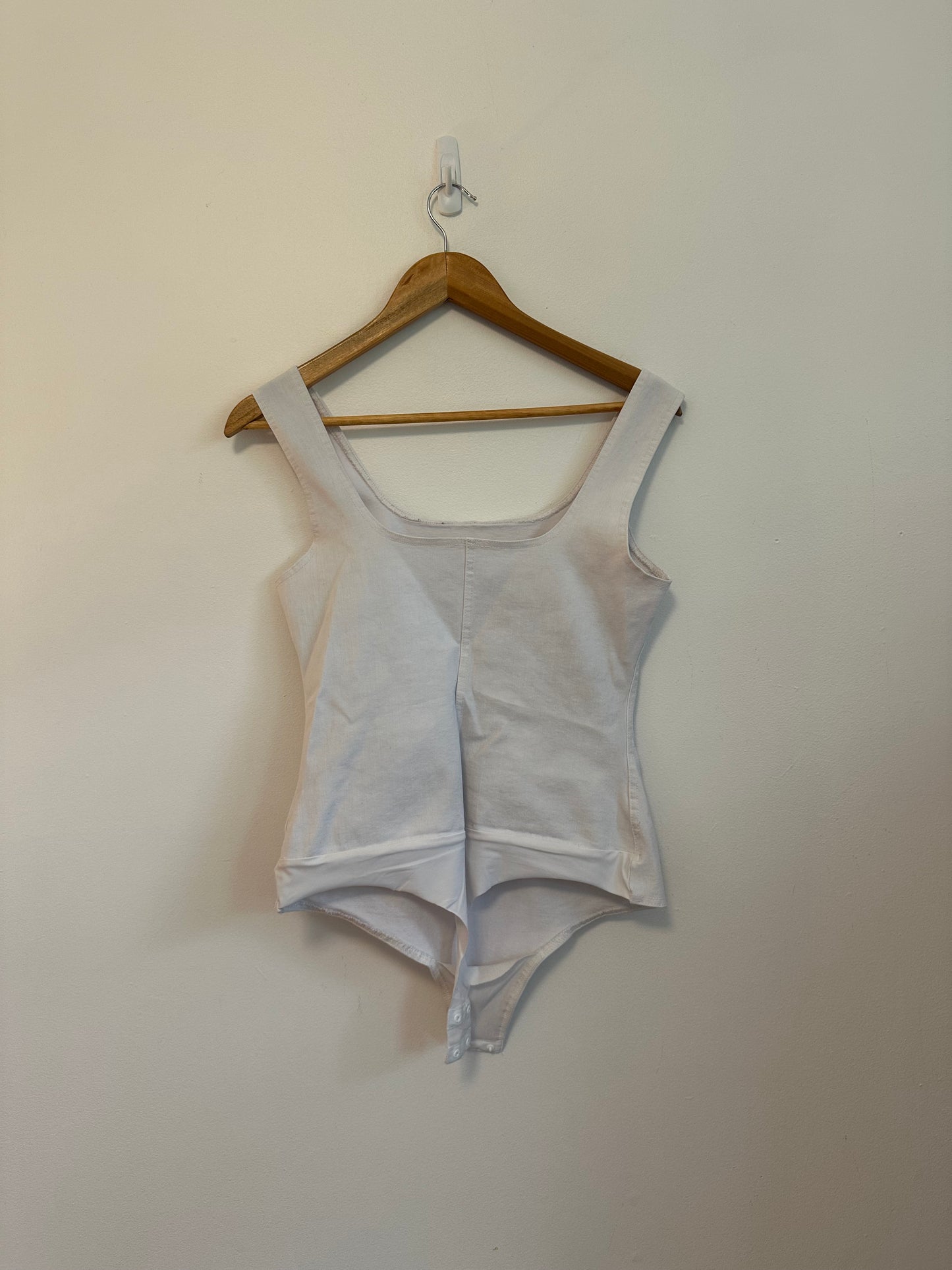 Commando White Denim Square Neck Bodysuit | Size Medium