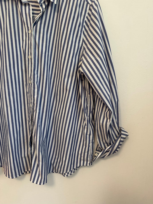 Banana Republic Blue and White Striped Cotton Button Down Shirt | Size XL
