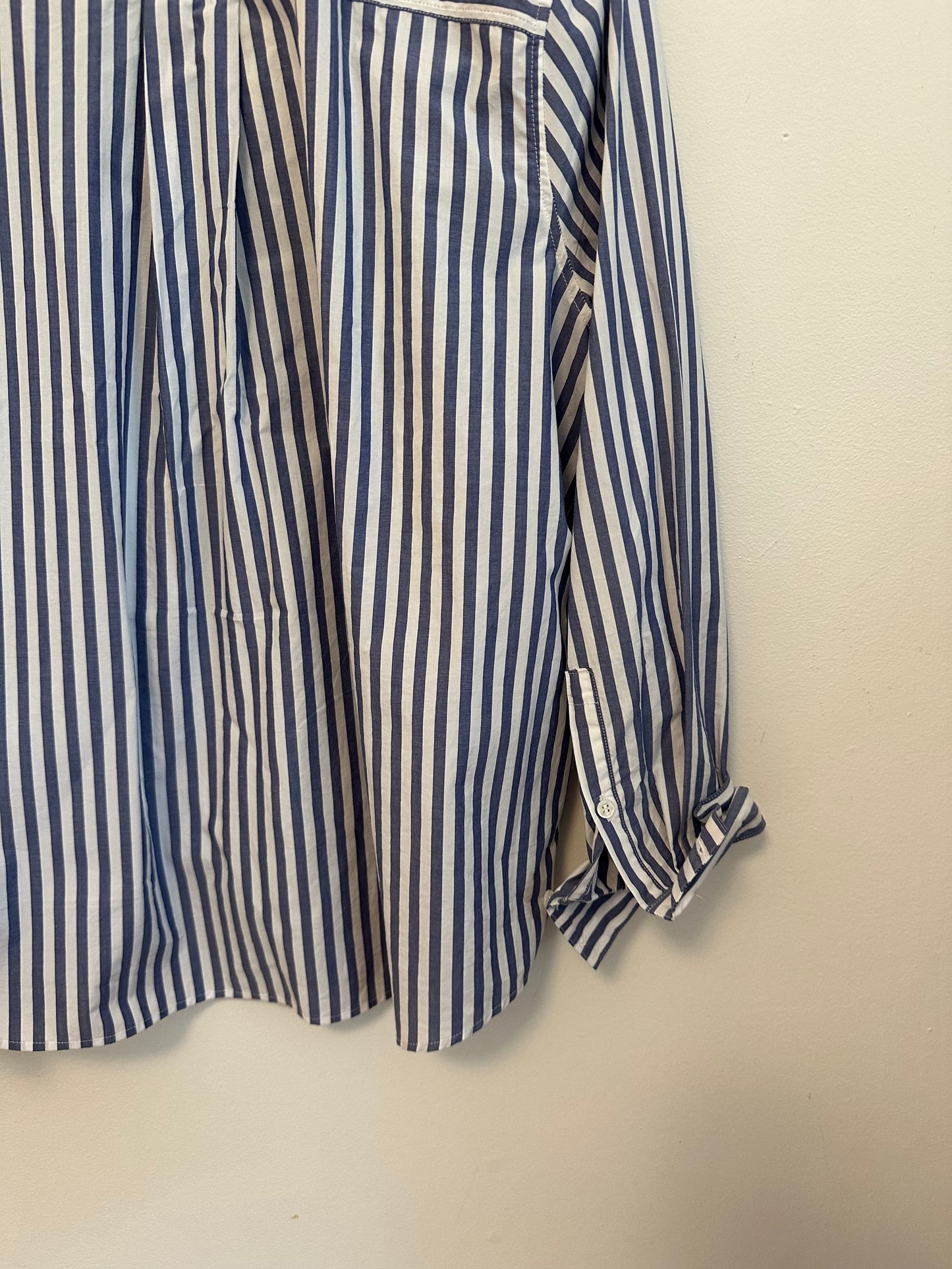 Banana Republic Blue and White Striped Cotton Button Down Shirt | Size XL