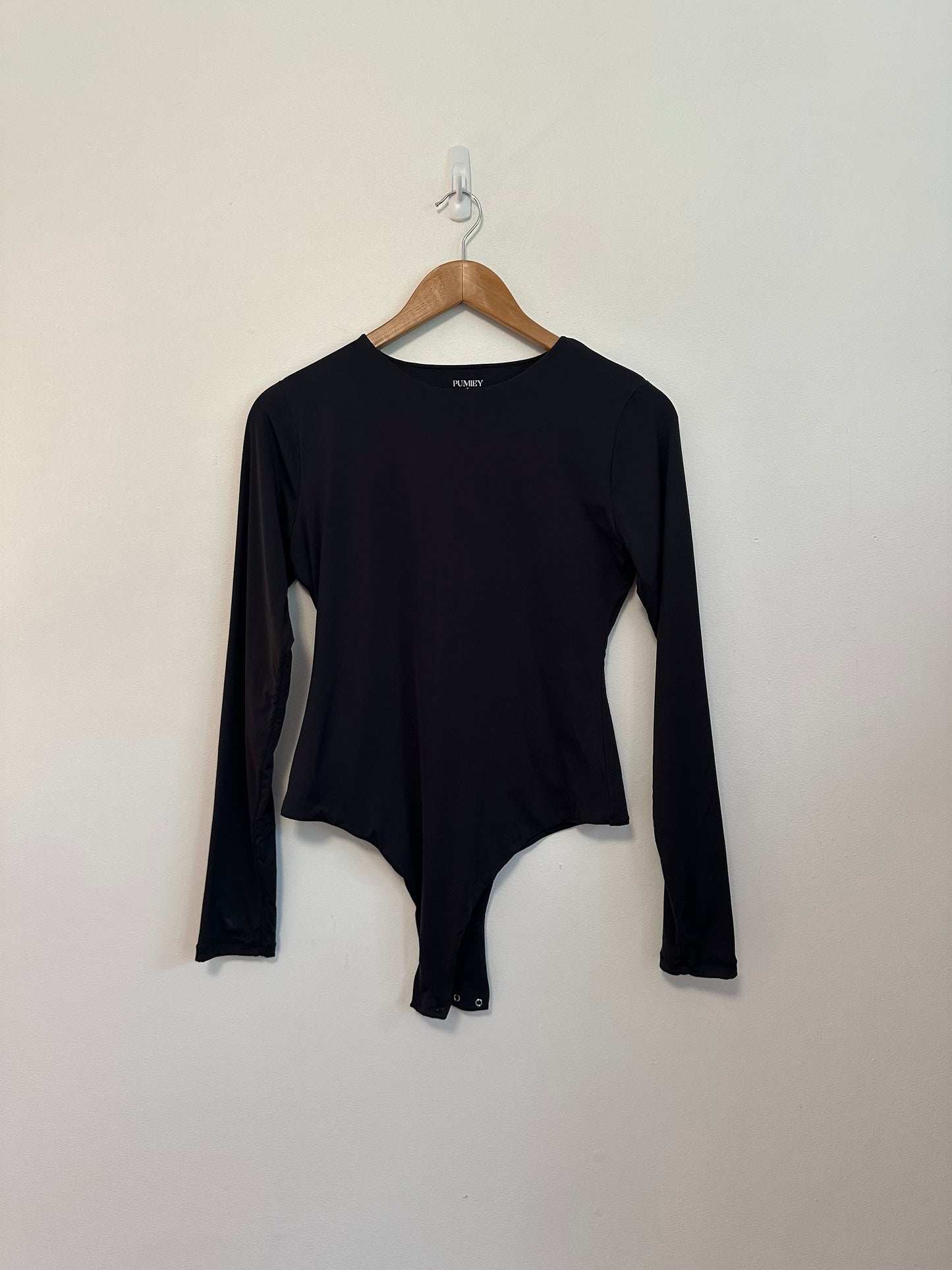 PUMIEEY Black Long Sleeve Crew Neck Bodysuit | Size XL