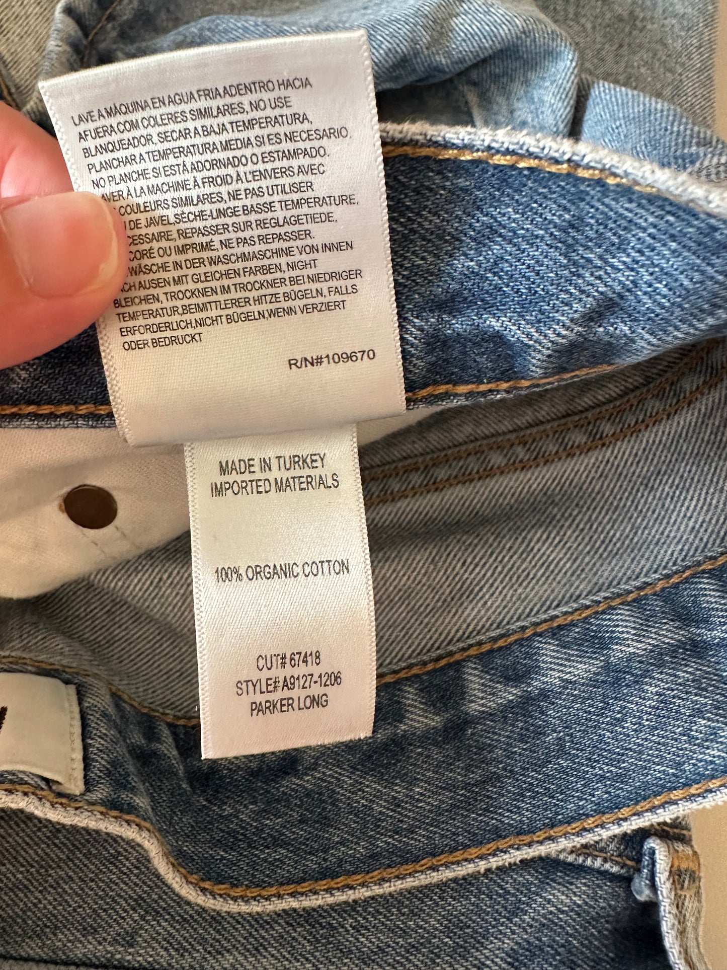 Agolde Parker Long High Rise Denim Shorts in Medium Wash Blue | Size 31