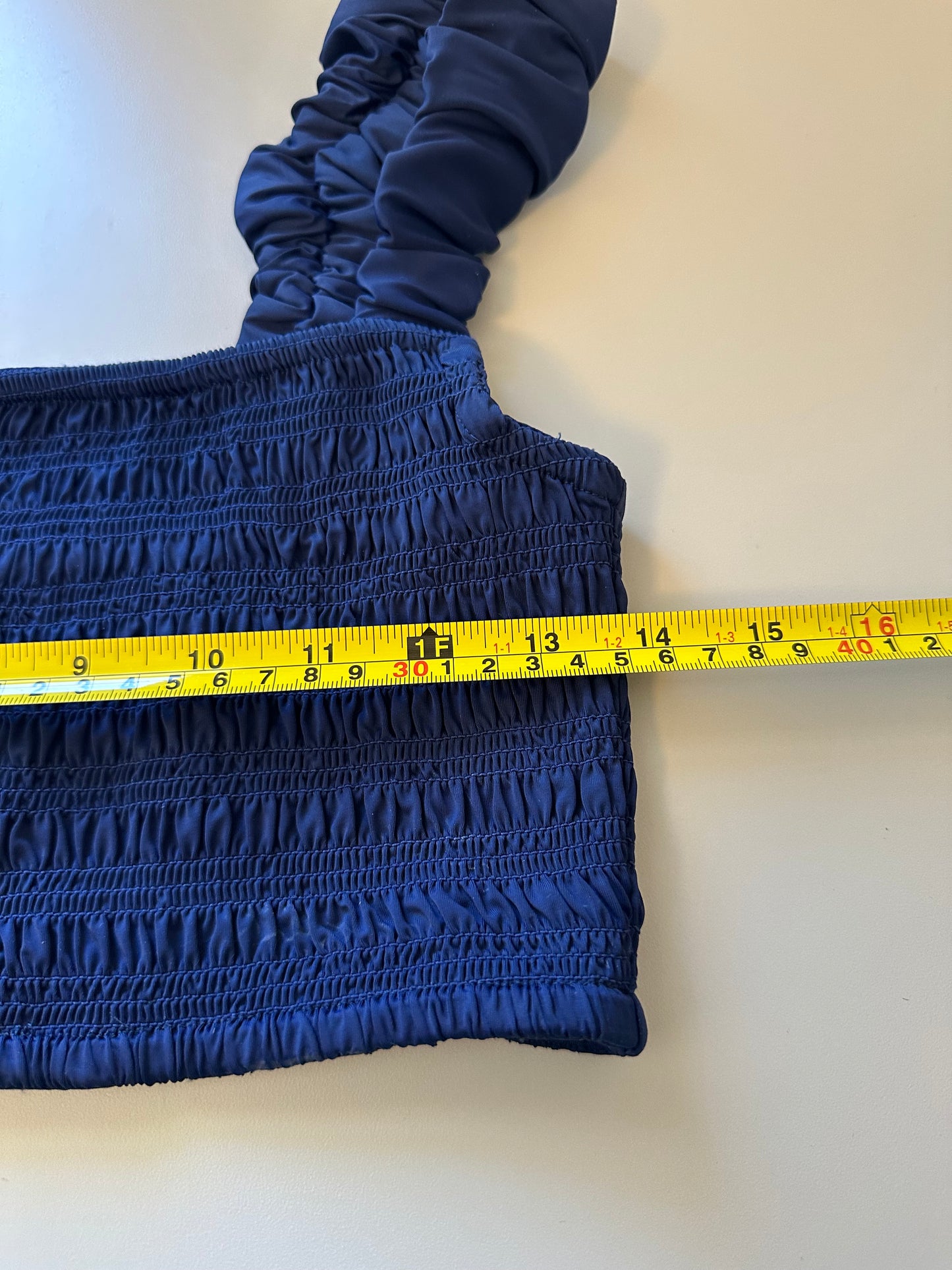 Sea Shyla Solid Smocked Bikini Top in Navy Blue | Size Large