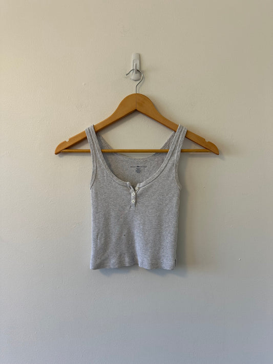 Brandy Melville Cropped Ribbed Gray Sleeveless Henley