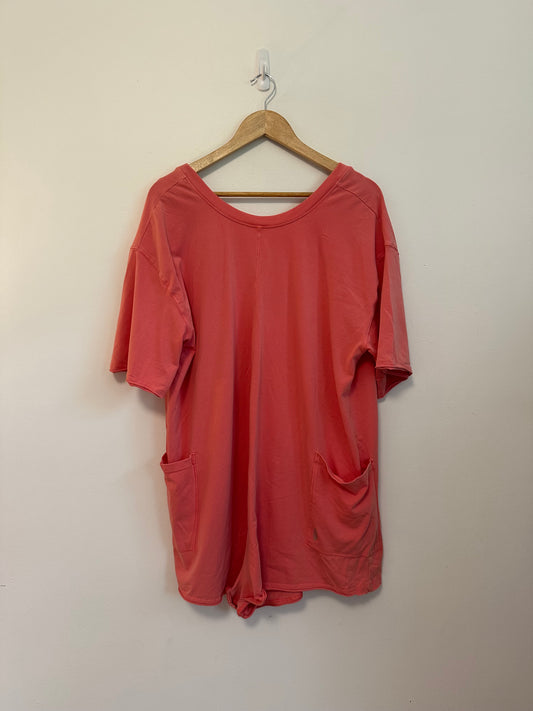 FP Movement x Free People Hot Shot Tee Romper in Hibiscus | Size Large
