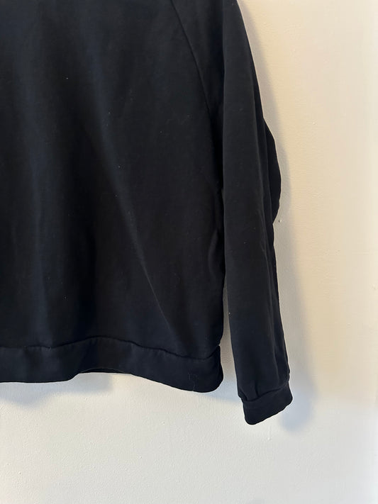 Baserange Basic Black Raglan Cotton Sweatshirt | Size Small