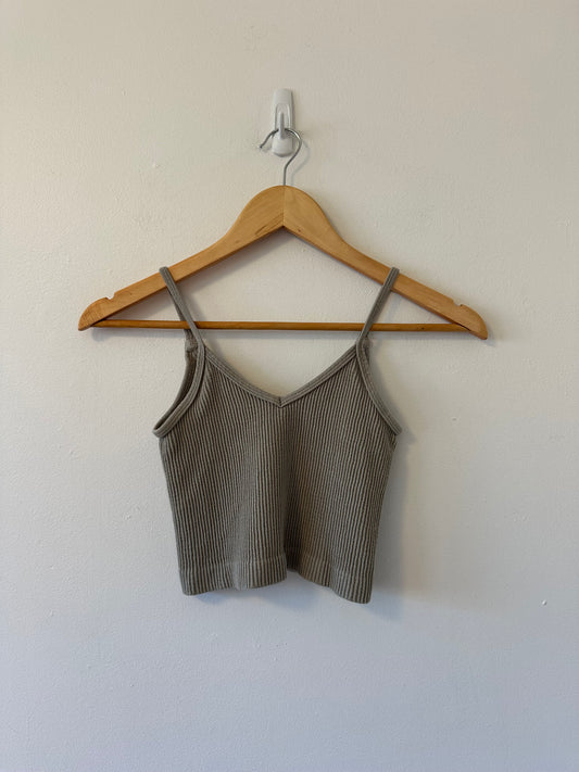 Unbranded Sage Green Ribbed Tank Top