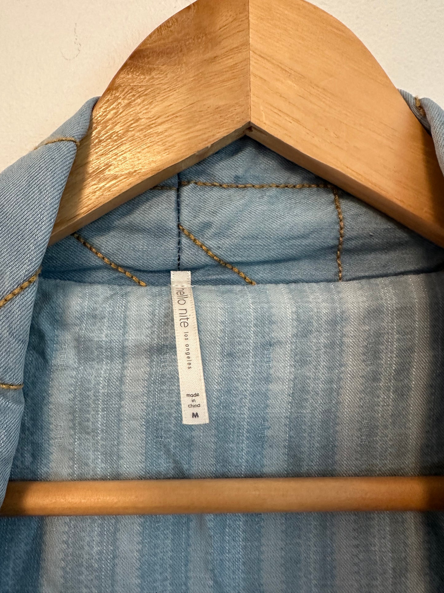Hello Nite Chambray Blue Copper Stitch Quilted Kimono Jacket | Size Medium