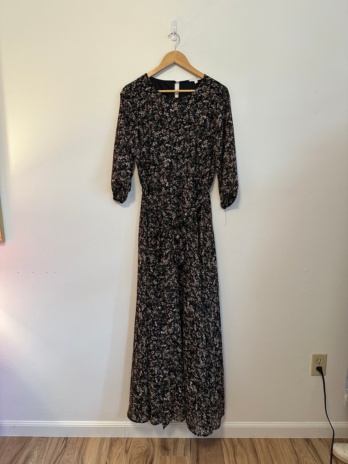 Baltic Born Black Floral Boho Maxi Dress | Size XL