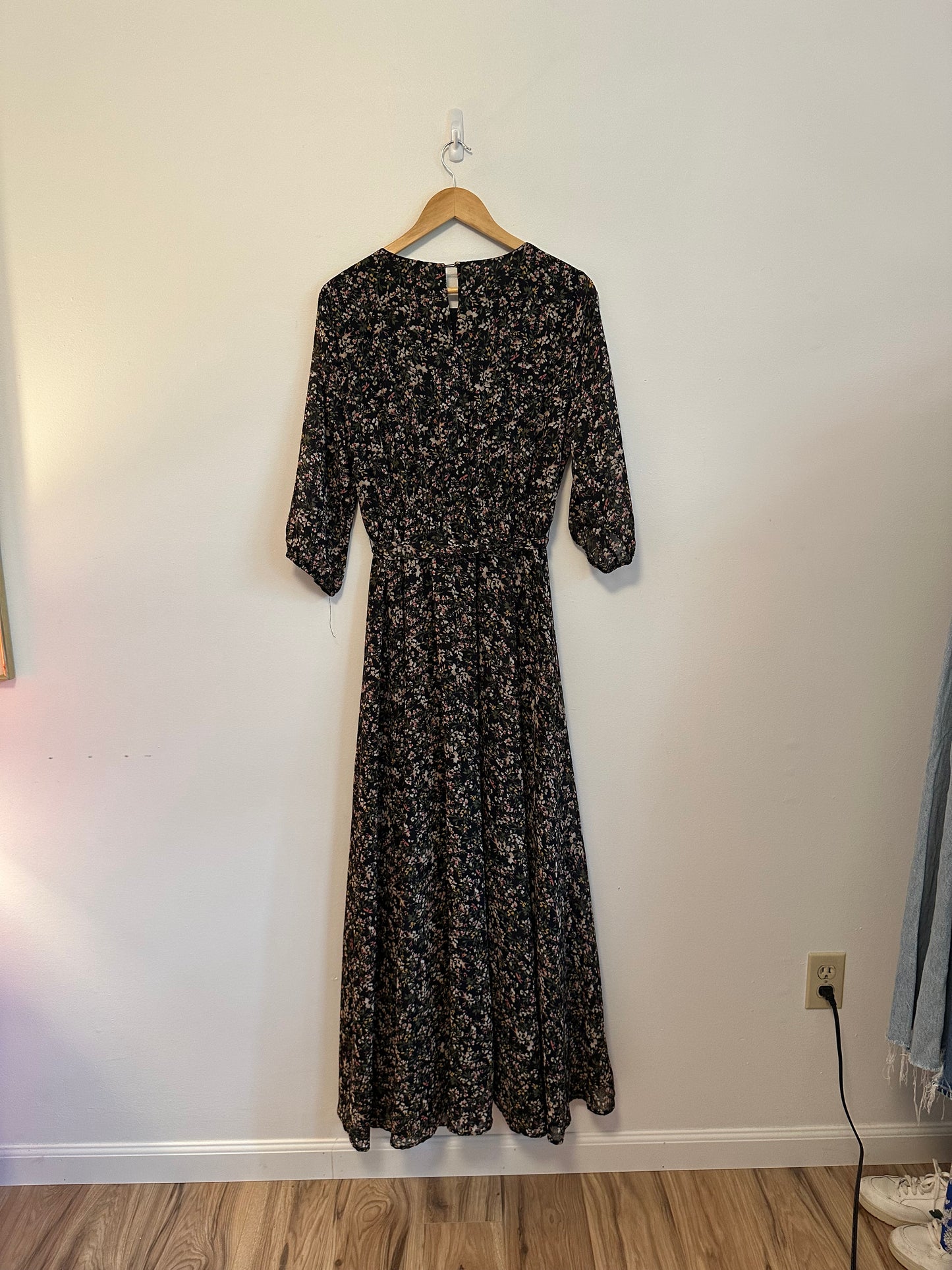 Baltic Born Black Floral Boho Maxi Dress | Size XL