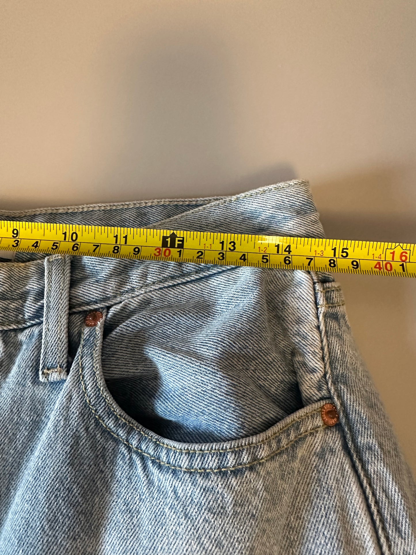 Etica Light Wash High Rise Wide Leg Raw Hem Jeans | Size 28