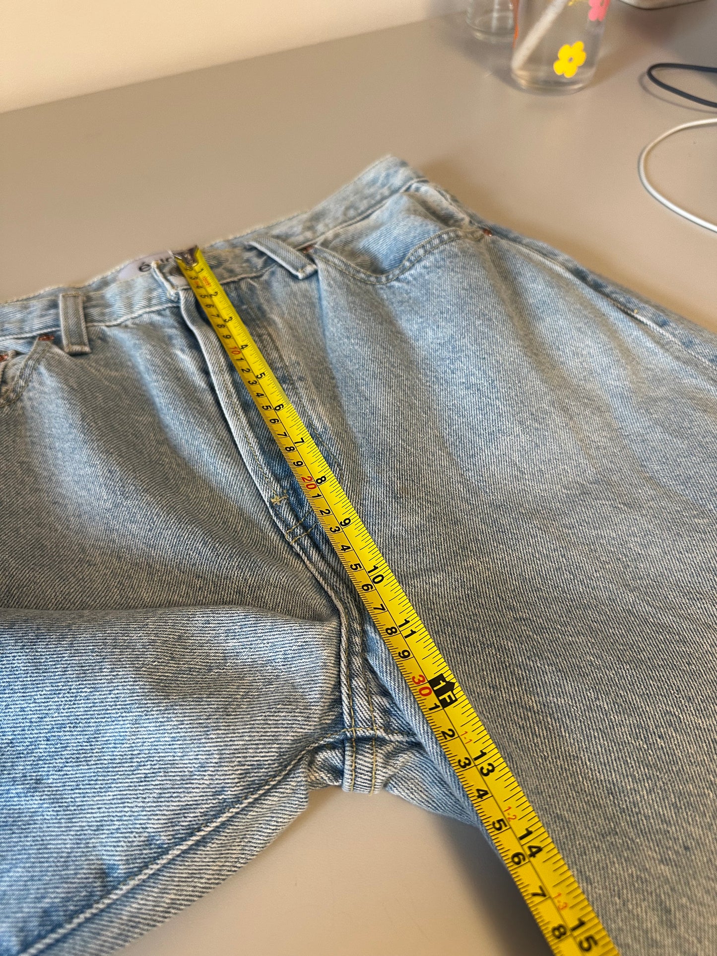 Etica Light Wash High Rise Wide Leg Raw Hem Jeans | Size 28