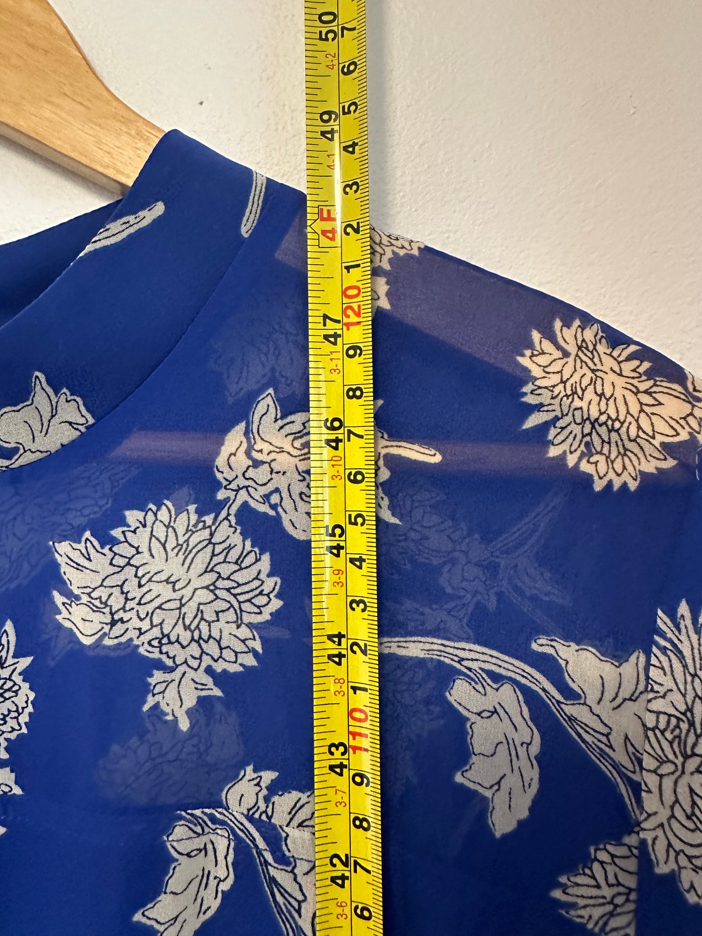 Lulus Royal Blue Floral Short Sleeve Chiffon Midi Dress | Size XL