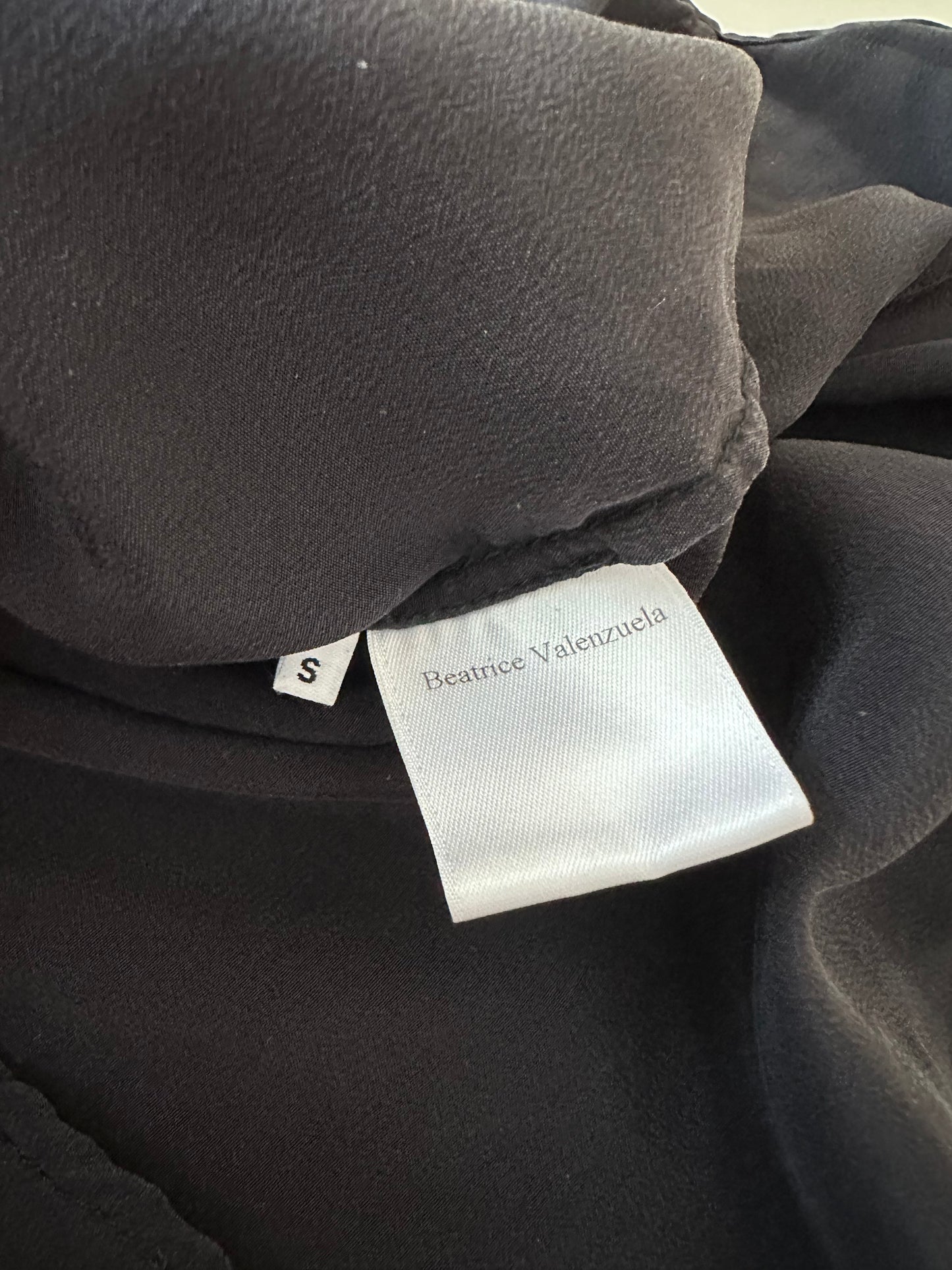 Beatrice Valenzuela Ranchera Silk Blouse with Ruffle Collar in Black | Size Small