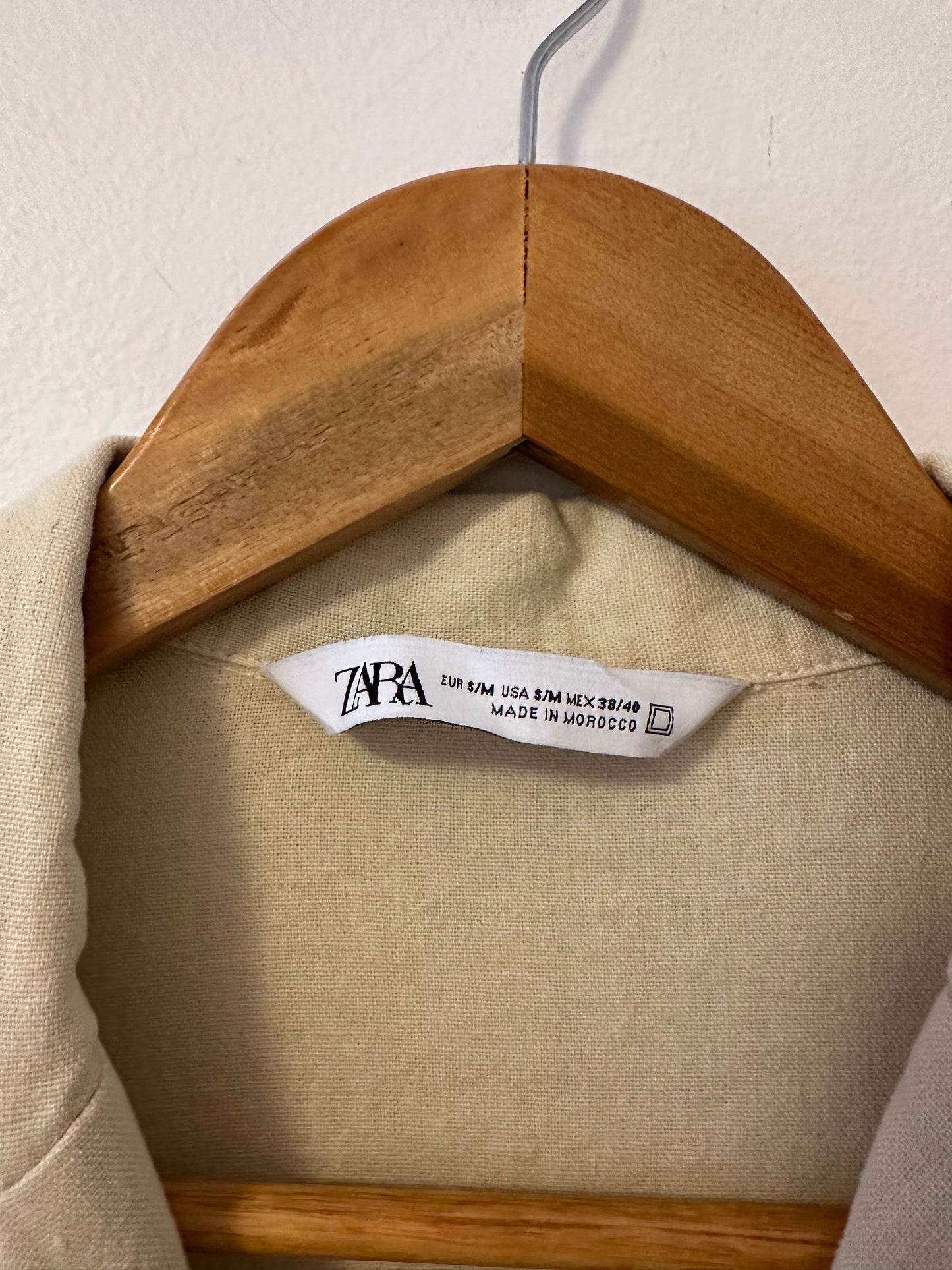 Zara Oversized Linen Blend Tan Button Front Shirt | Size S/M