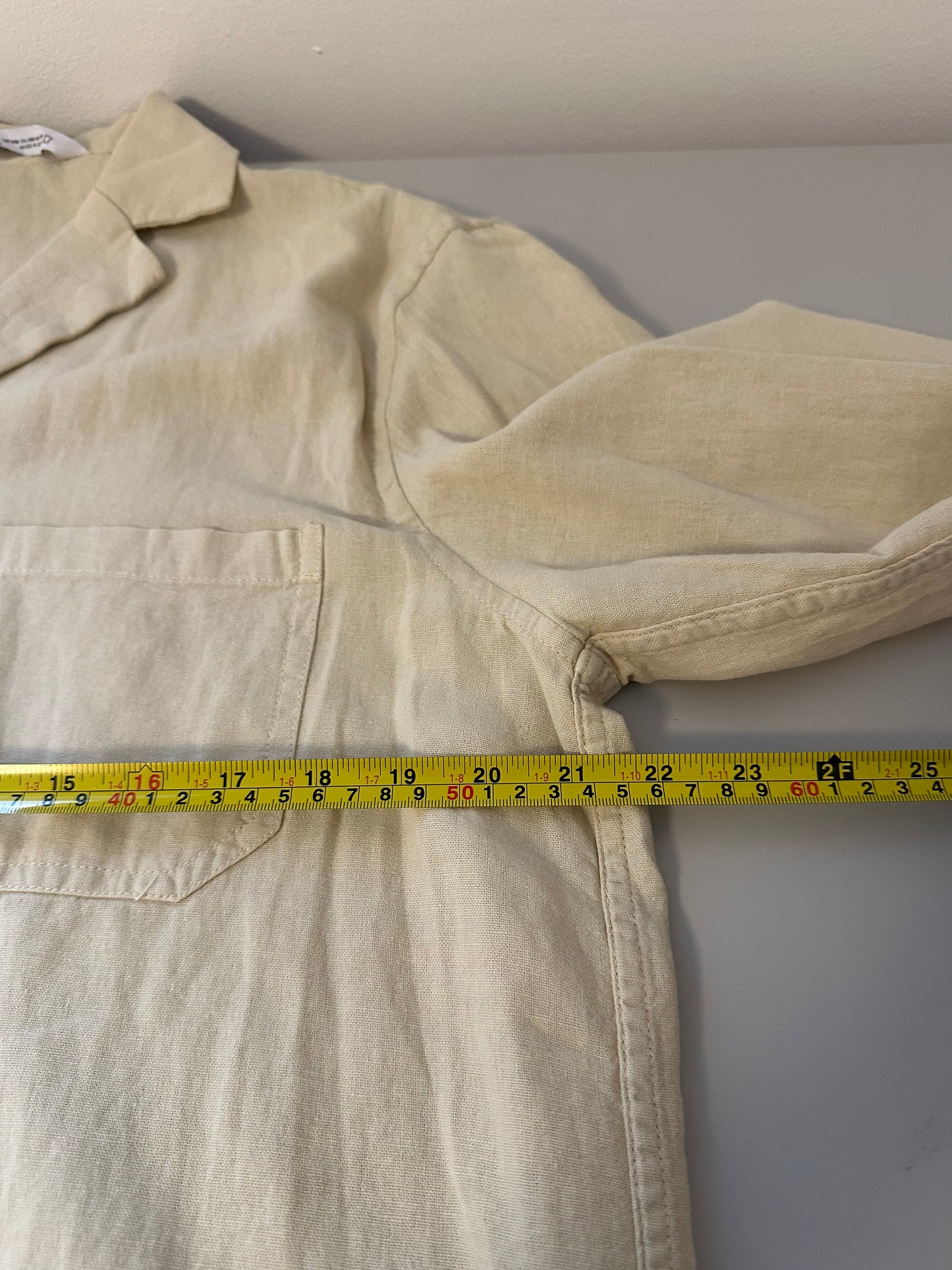 Zara Oversized Linen Blend Tan Button Front Shirt | Size S/M