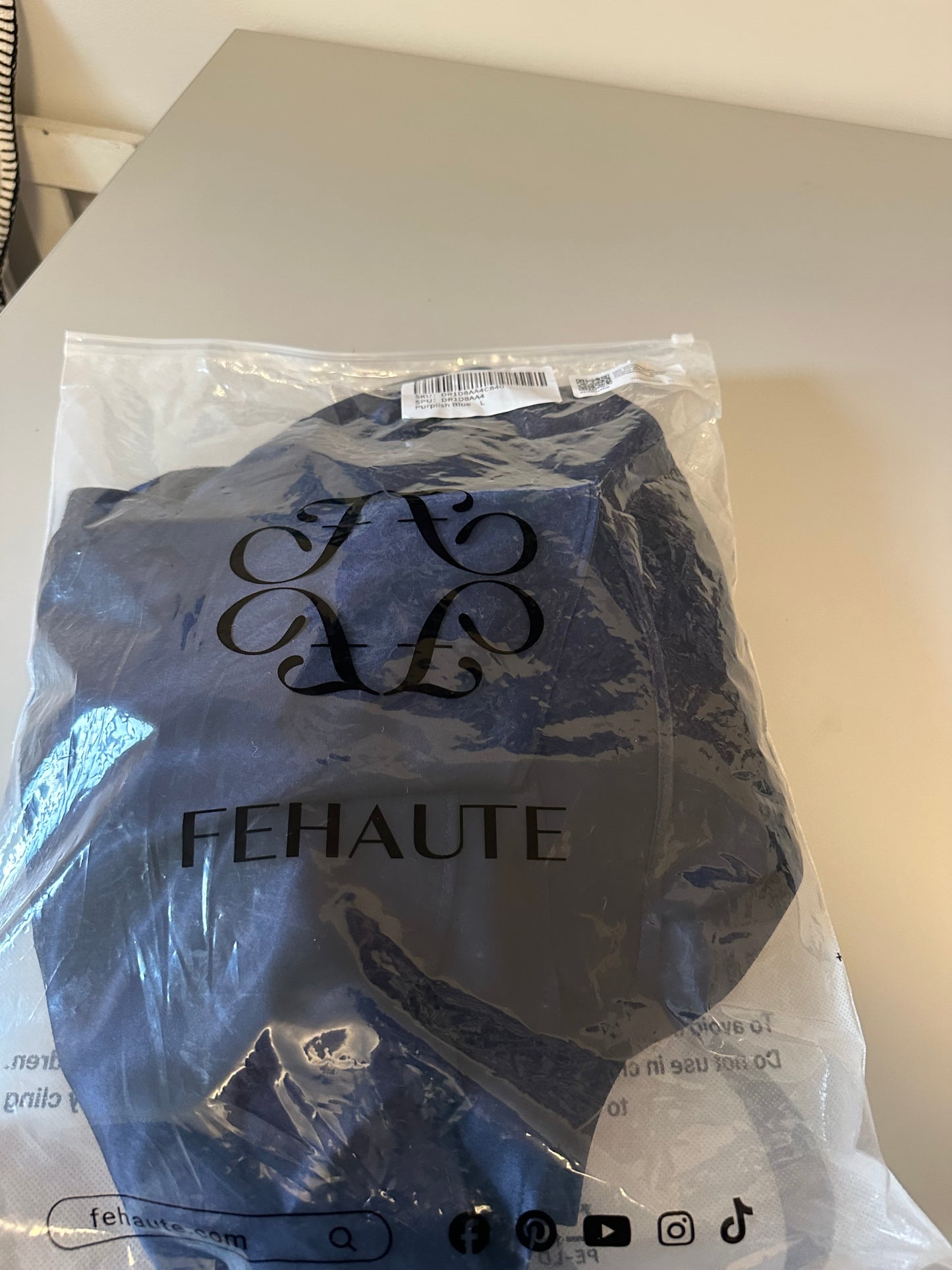 NWT Fehaute Purplish Blue Ruched Satin One Shoulder Sleeveless A-Line Midi Dress