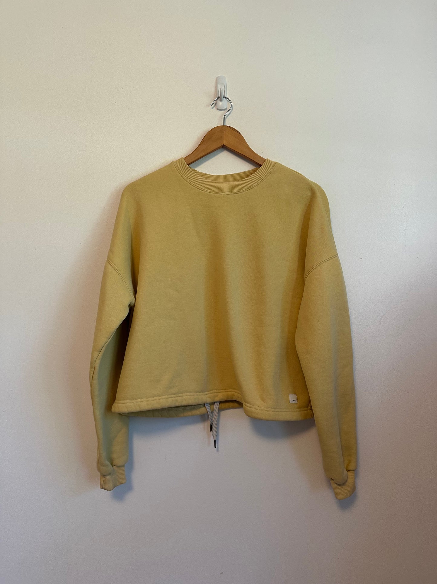 Vuori Yellow Cropped Crewneck Drawstring Hem Sweatshirt